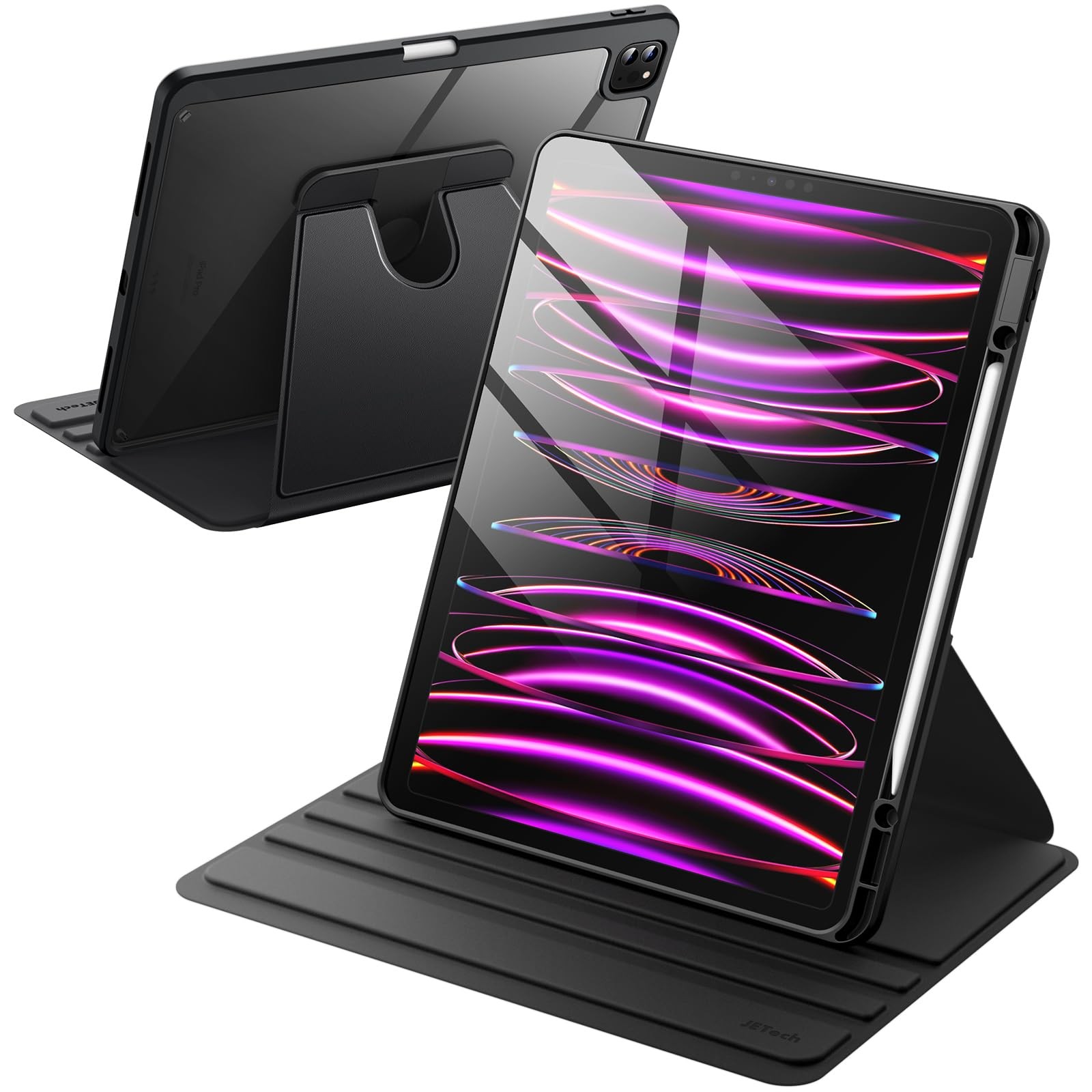 JETech 360° Rotating Case for iPad Pro 12.9" 6/5/4/3, Black
