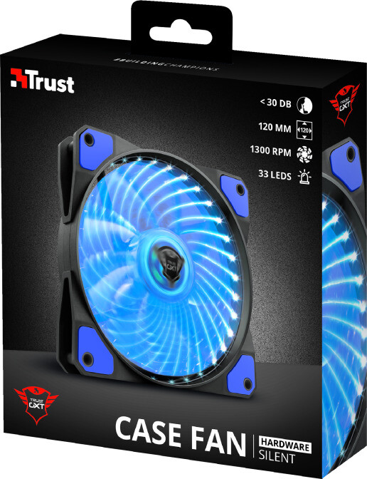 Trust GXT 762B LED Illuminated silent PC case fan - black/blue