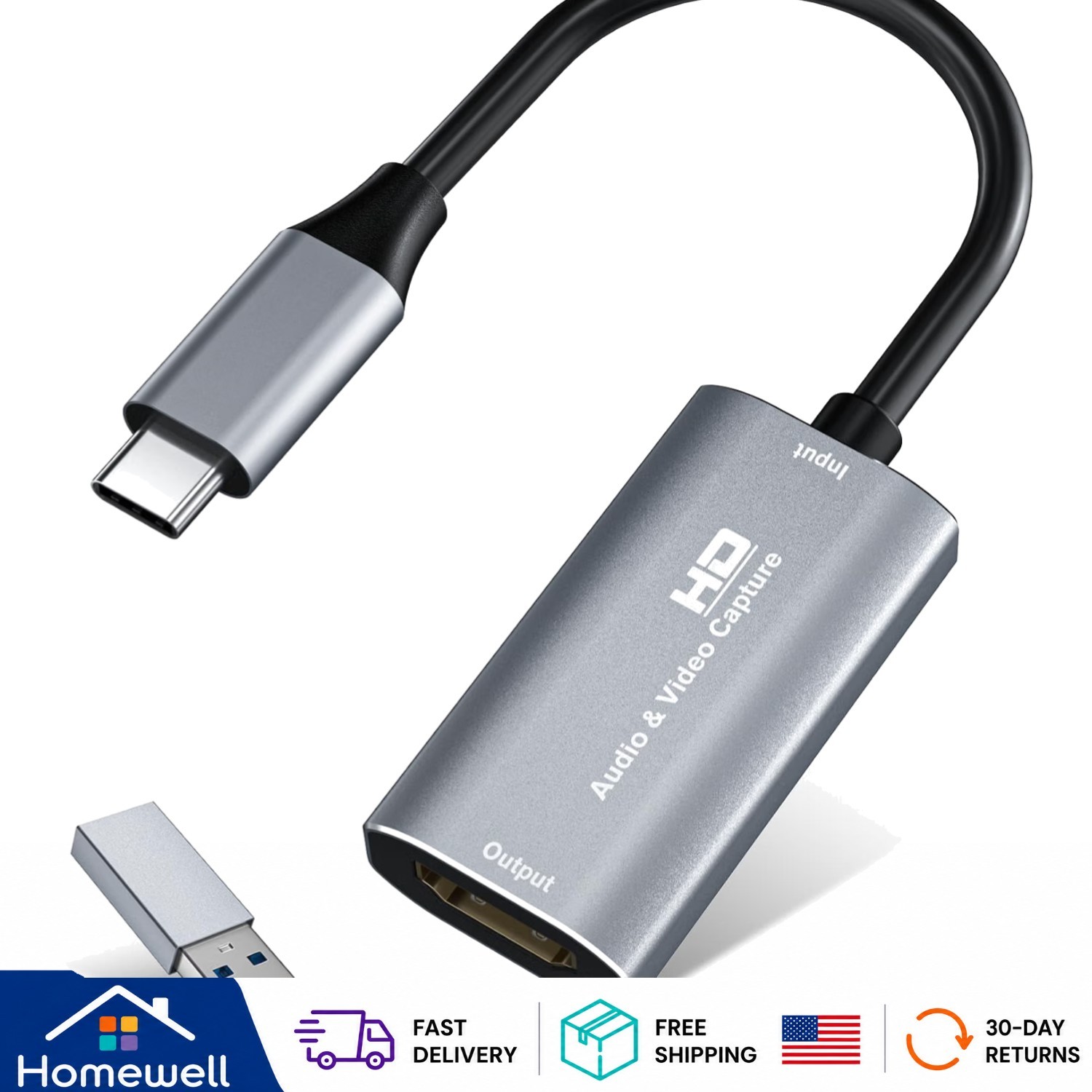 Compact Plug-and-Play Video Capture Card - Ultra-Low Latency for Streamers