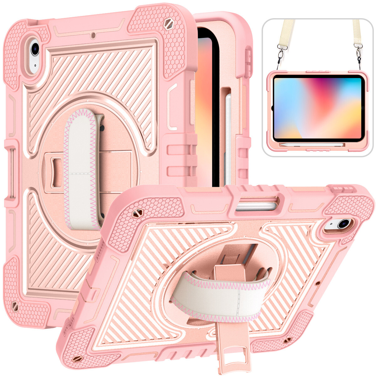 Rugged Stand Hard Case Shockproof Cover Strap For iPad 5/6/7/8/9/10/11th Gen Air