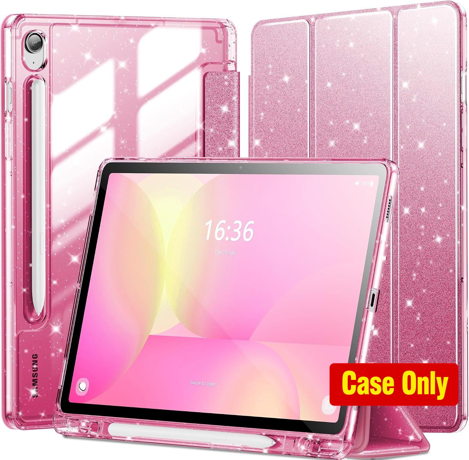 Tablet Case for Tab S10 Lite 10.9 Inch, Cute Pink Glitter Cover with S Pen Holde