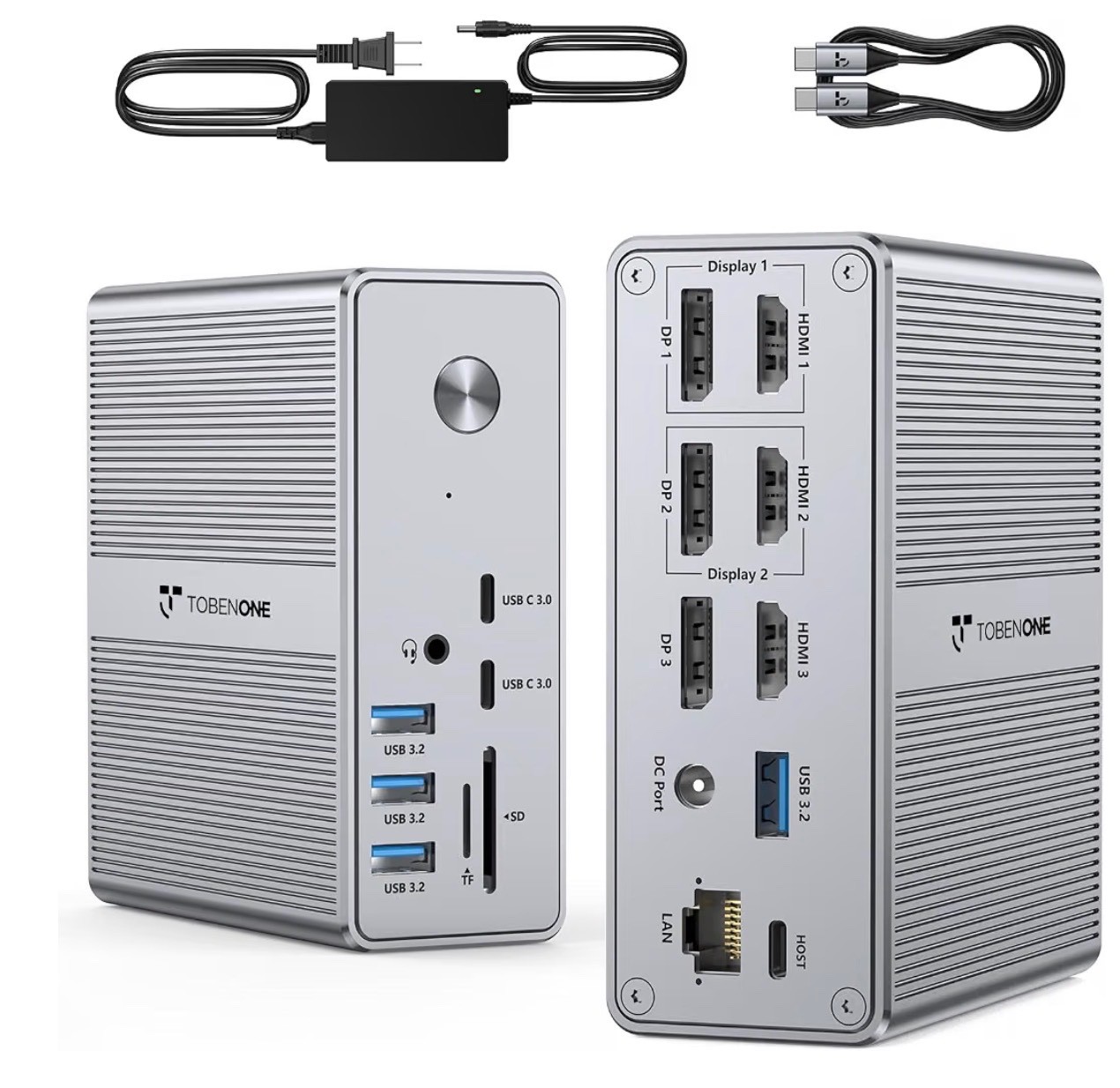 DisplayLink Docking Station 3 Monitors with 120W Power Adapter Triple/Quad 4K@60