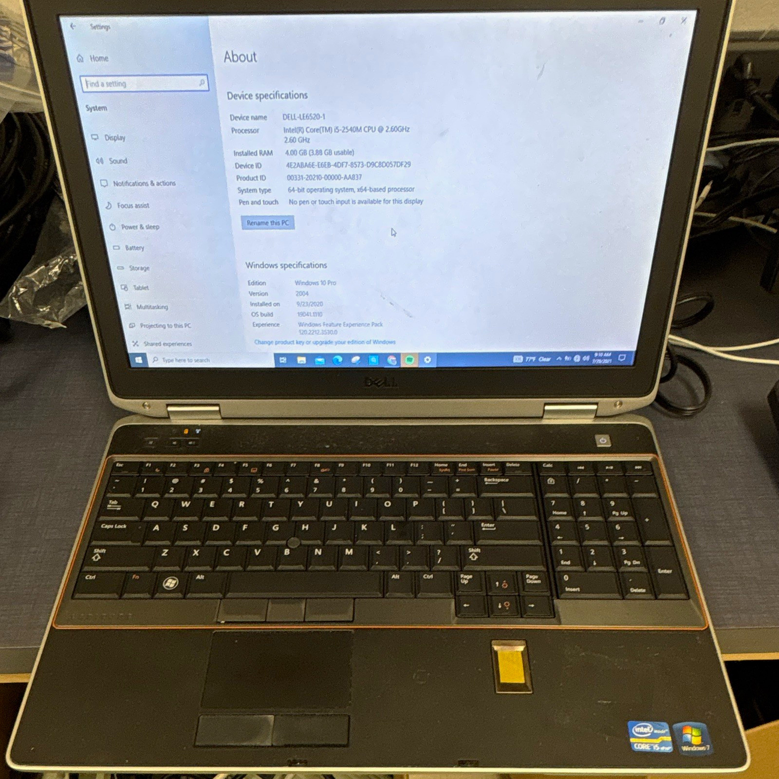Dell Latitude E6520 15.6" i5-2540M 2.60GHz 4GB 500GB HDD Win 10 Pro