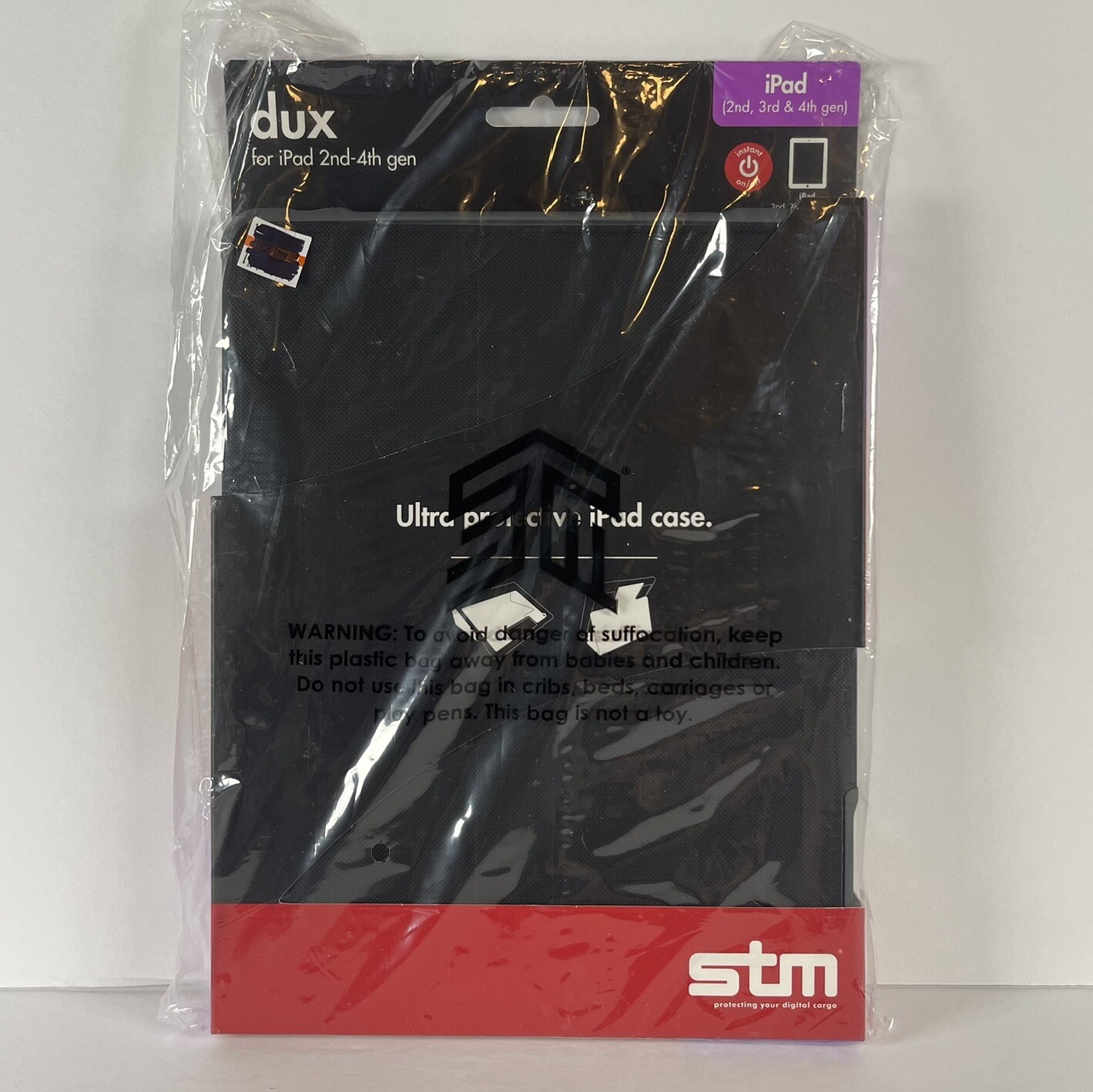 Apple iPad 2, 3, 4 Case Black Protective Drop Proof Hardback Rugged Case STM Dux