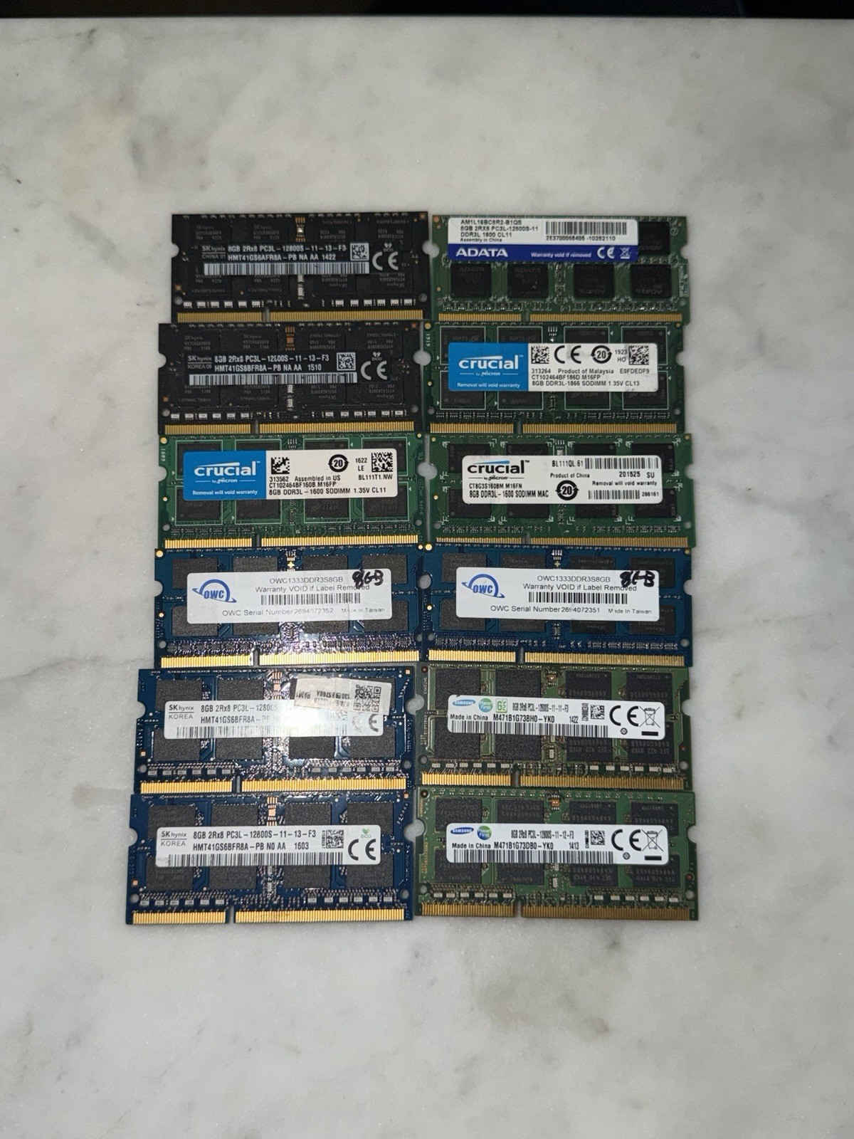 Lot Of 12x 8 GB DDR3 Laptop Ram