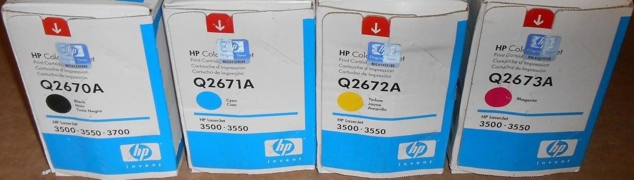 Set 4 New Fact Sealed HP Q2670A Q2671A Q2672A Q2673A Laser Cartridges 308A 309A