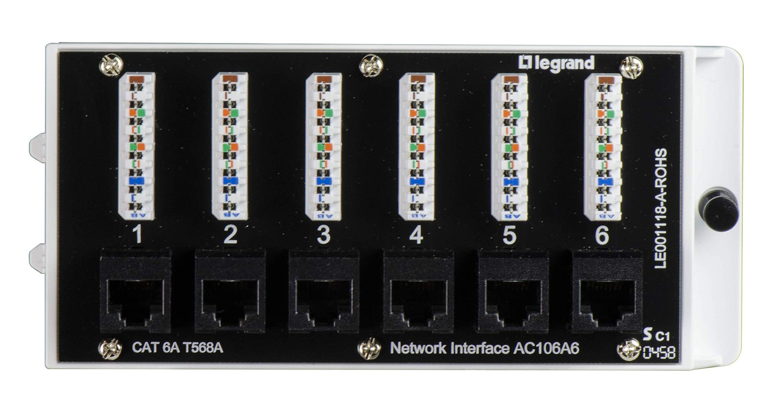 Legrand - OnQ Home Theater Patch Panel, 6 Port Interface Module, Cat 6A Netwo...