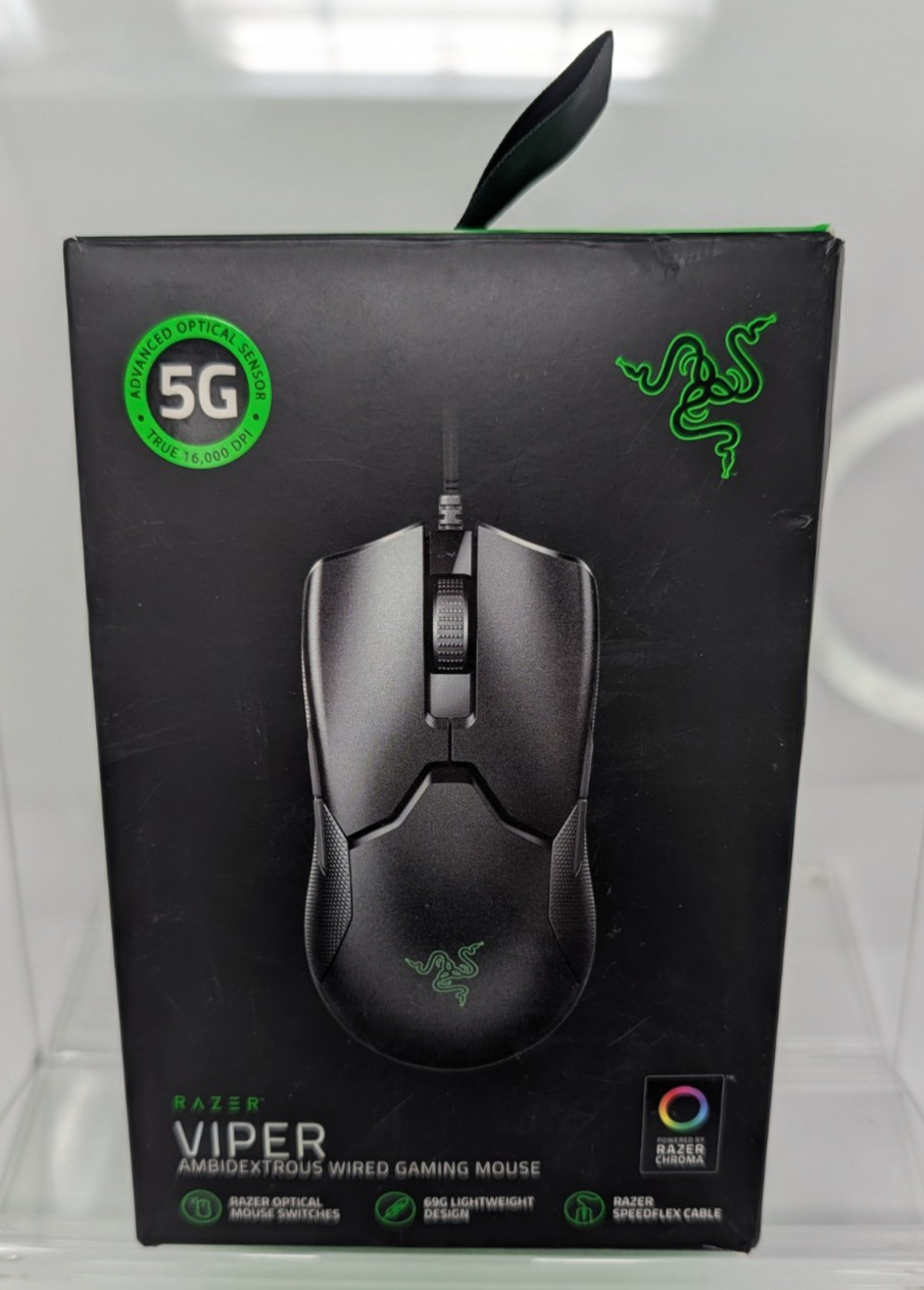 Open Box, Razer Viper Ultralight Ambidextrous Wired Gaming Mouse, Black