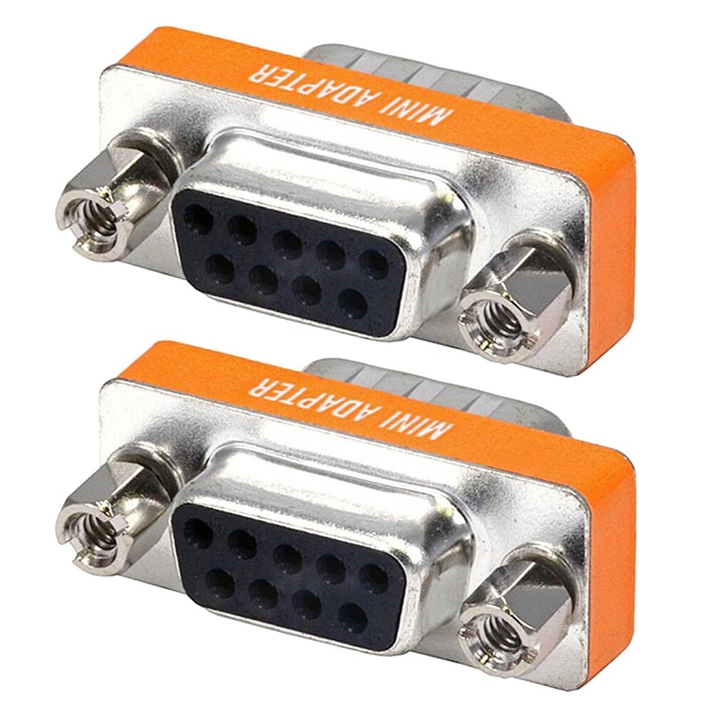 2 Pcs DB9 DB 9 RS-232 Male to Female Mini Null Modem Coupler Adapter Converter
