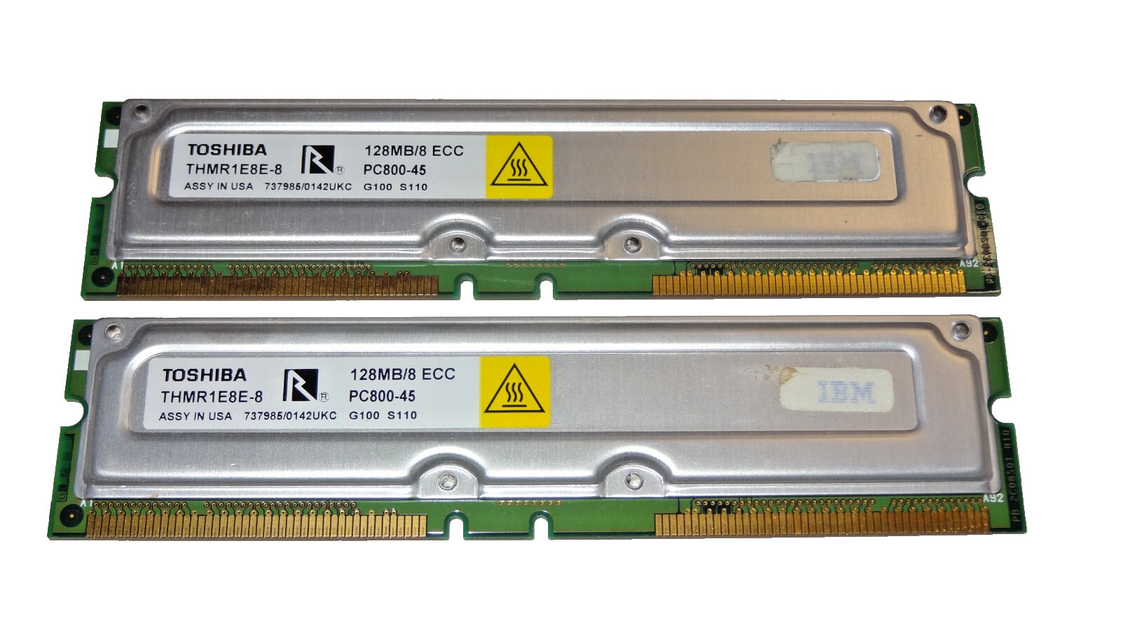TOSHIBA RAM Memory Modules 256MB PC800-45 RDRAM RIMM 184-Pin RAMBUS THMR1E8E-8