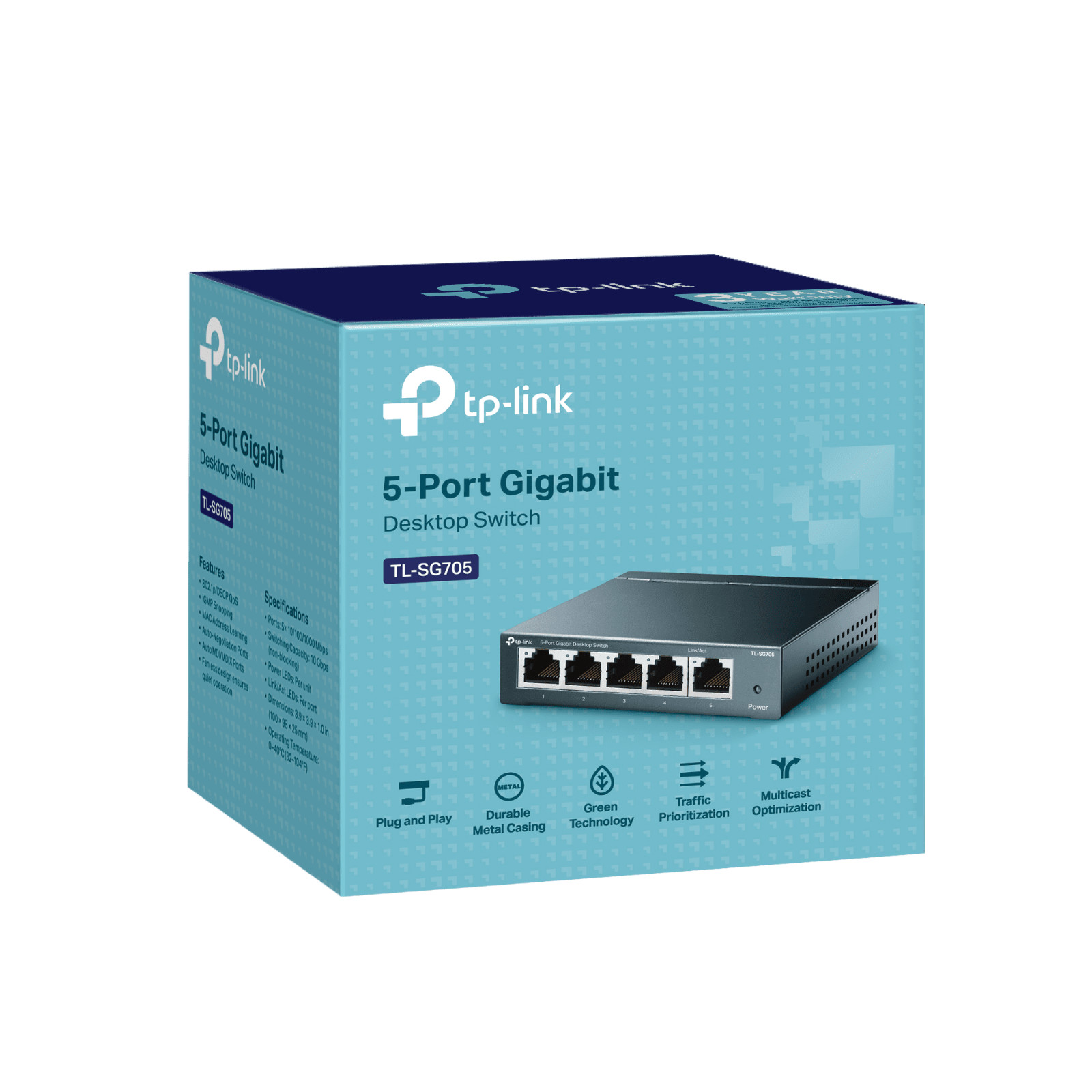TP-Link TL-SG705 5-Port Gigabit Unmanaged Fan-less Switch In Durable Metal™