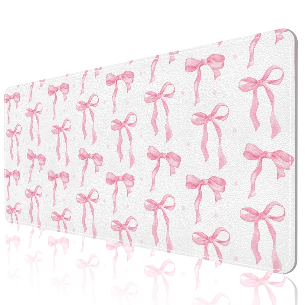 Pink Bow Girly XXL Large Mouse Pad Leather Desk Blotter Protector Waterproof