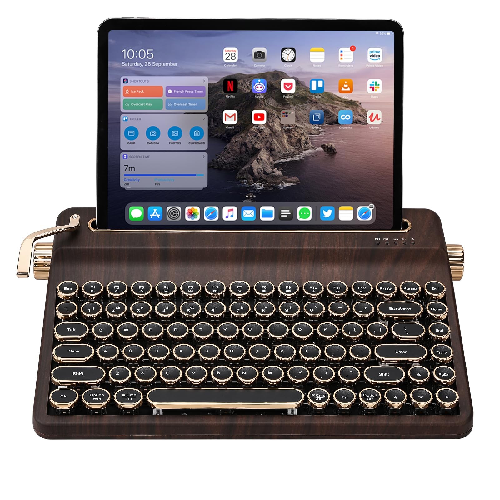 QL75 Retro Typewriter Hot Swap RGB Keyboard(Wood, Cocoa V2)