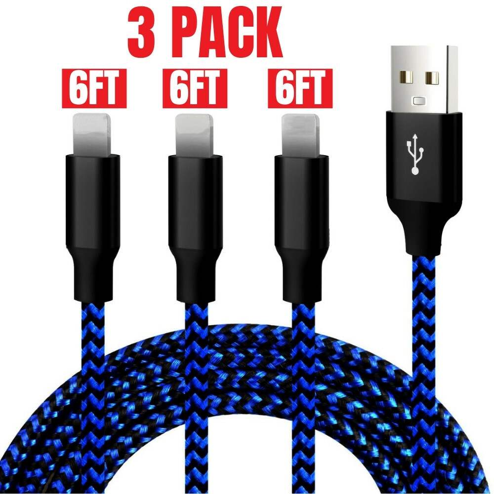 3Pack 6Ft Charging Cable For iPhone 13 12 11 XS XR 8 7 6 iPad Charger Data Cord