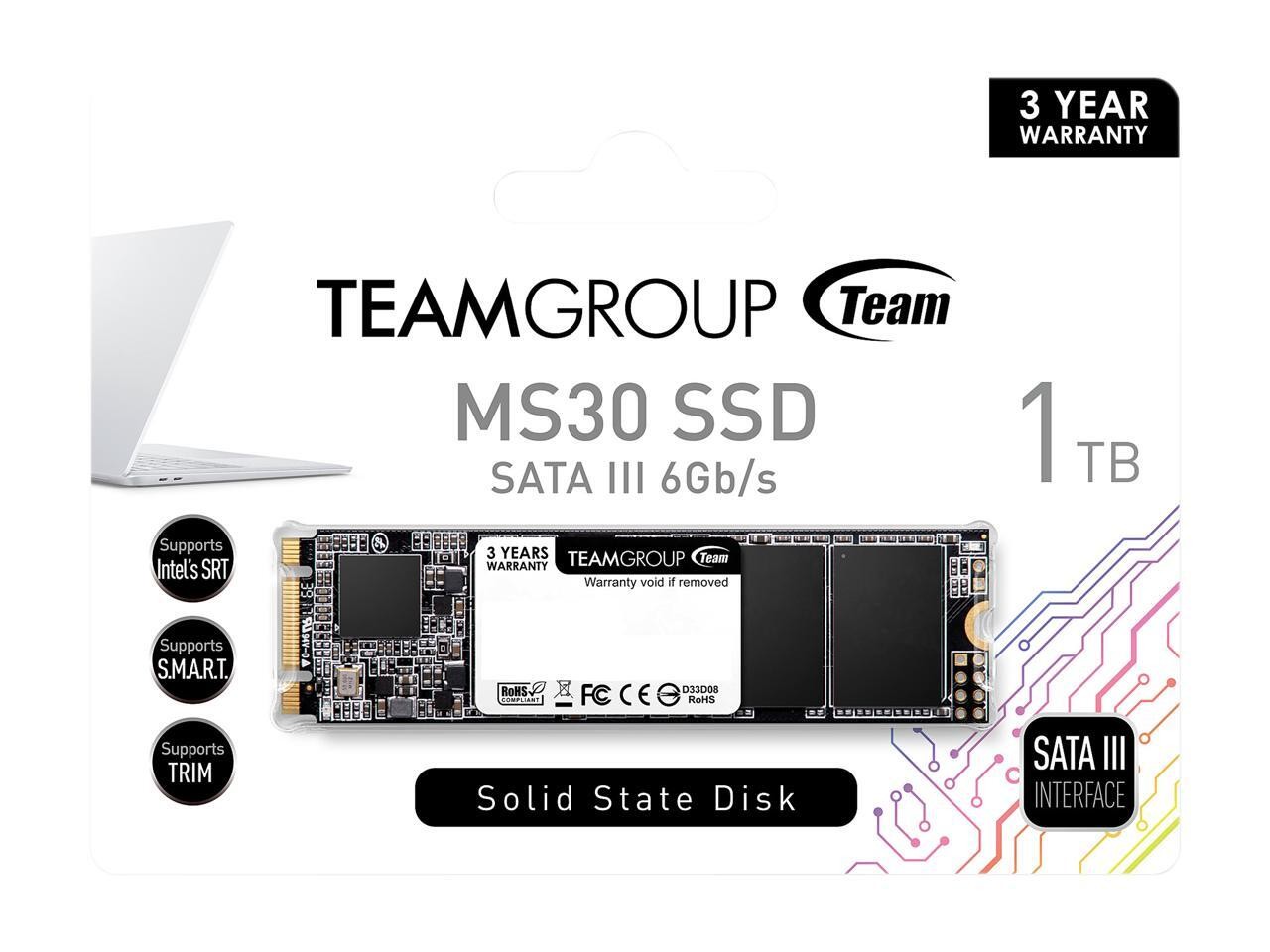 TEAMGROUP MS30 1TB with SLC Cache 3D NAND TLC M.2 2280 SATA III 6Gb/s Internal