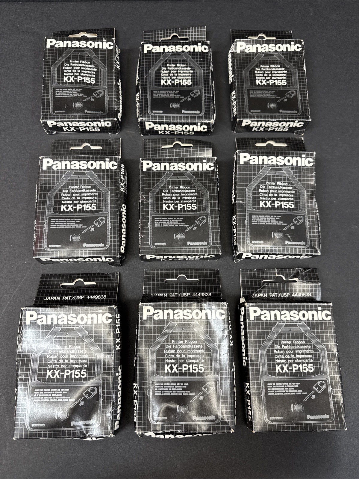 Lot of 9 Genuine Panasonic KX-P155 Printer Ribbon Cartridges New Old Stock OEM