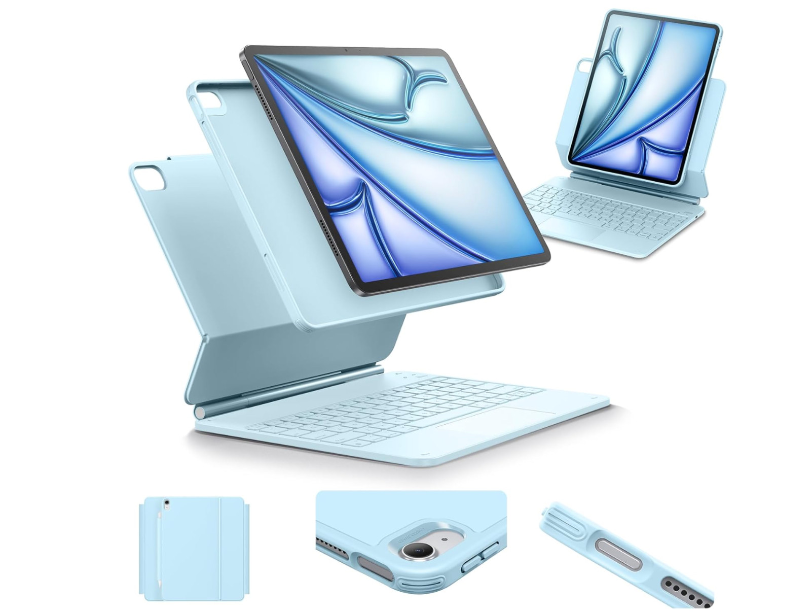 ESR iPad Air 13" M3 M2 Magnetic Keyboard Case 360 Rotating Detachable Blue