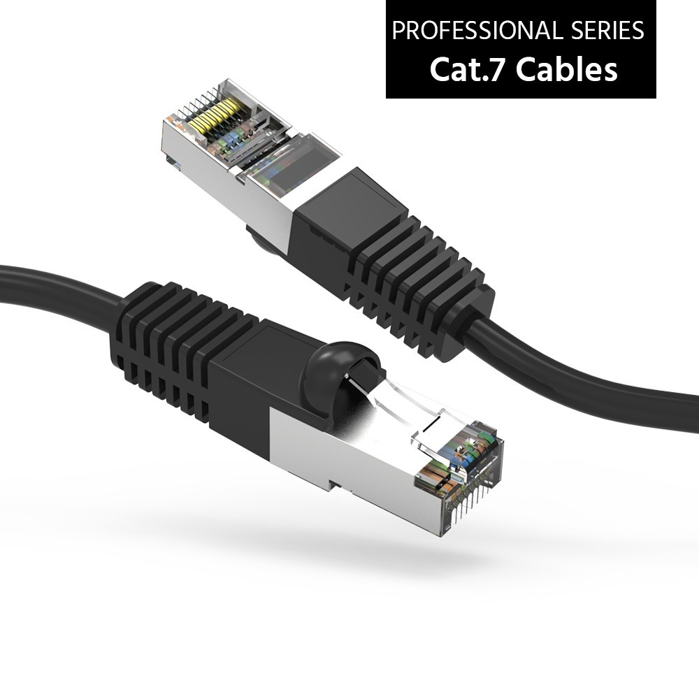 10 Pack of 40Ft CAT7 Shielded (SSTP) 600MHz Ethernet Network Booted Cable Black