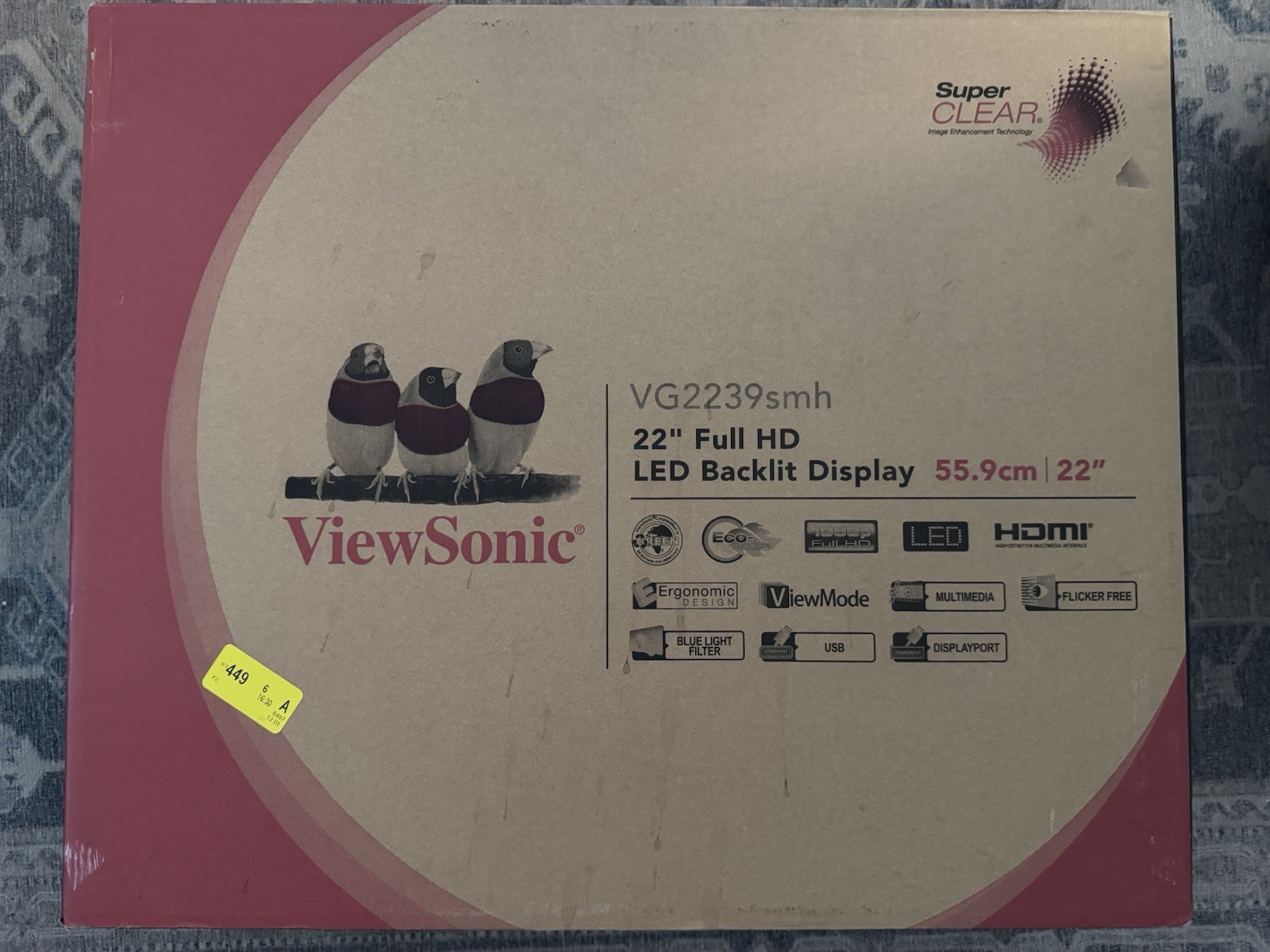 NEW - Viewsonic 22" Full HD LED Backlit Monitor VG2239SMH-2