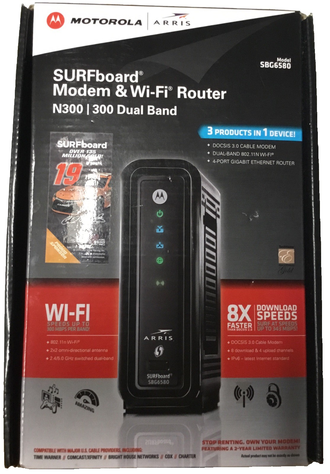 Motorola Arris SURFboard Modem & WiFi Router SBG6580 N300 Dual Band New