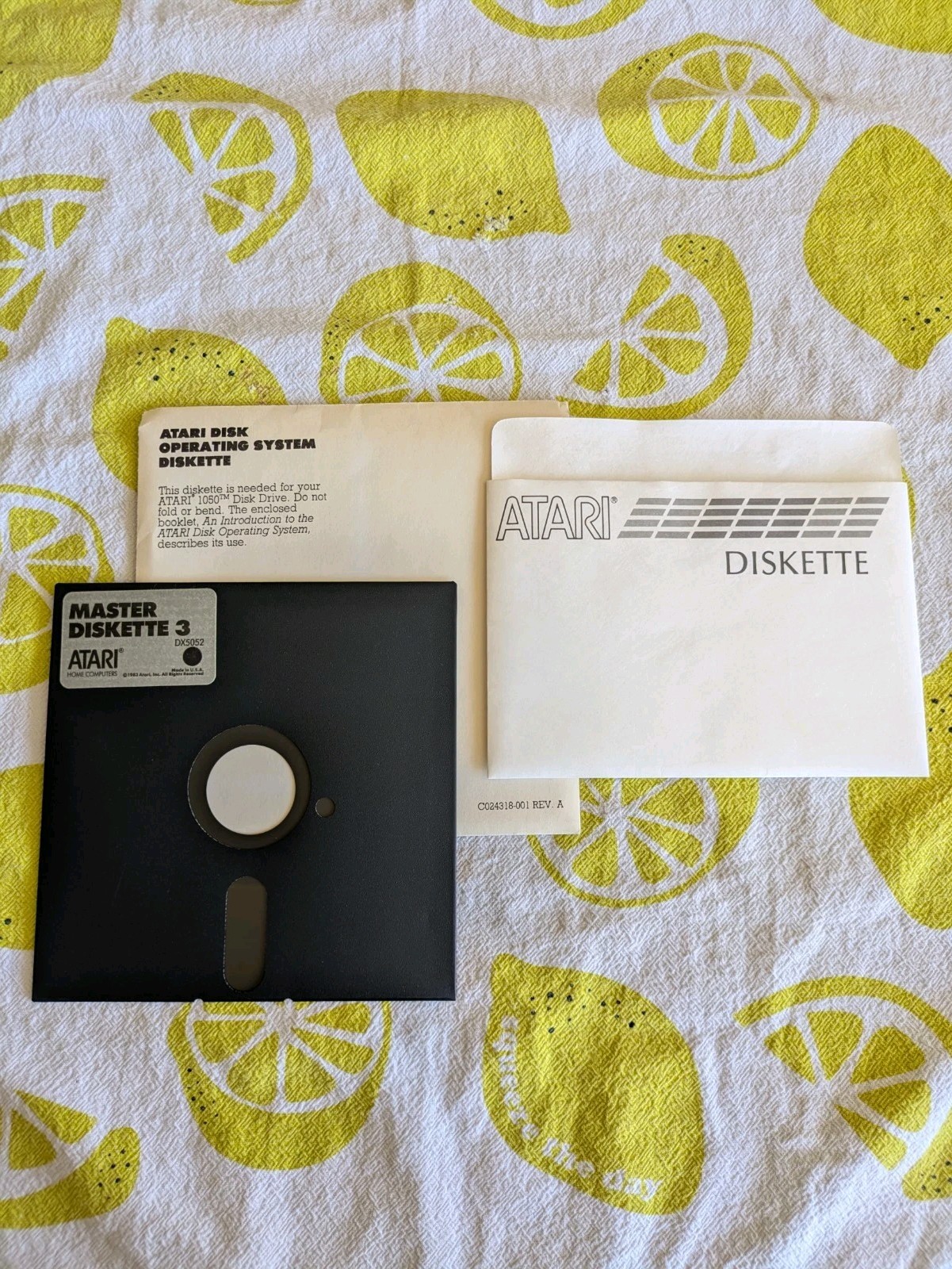1983 Atari Disk Operating System DX 5052 Master 5.25" Disk 3 - CLEAN w/ Photos
