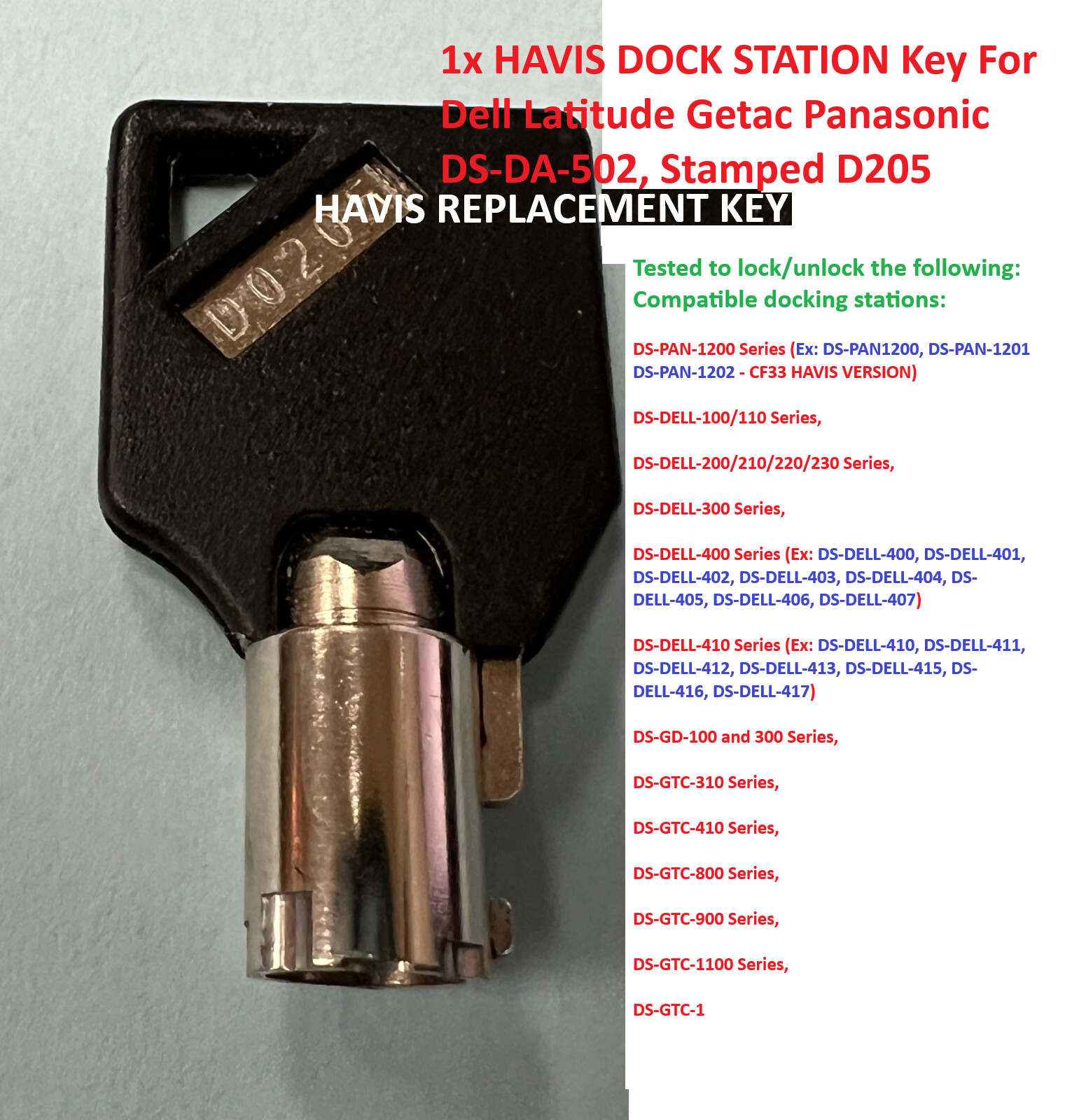 1x HAVIS DOCK STATION Key: Dell Latitude Getac Panasonic DS-DA-502, Stamped D205