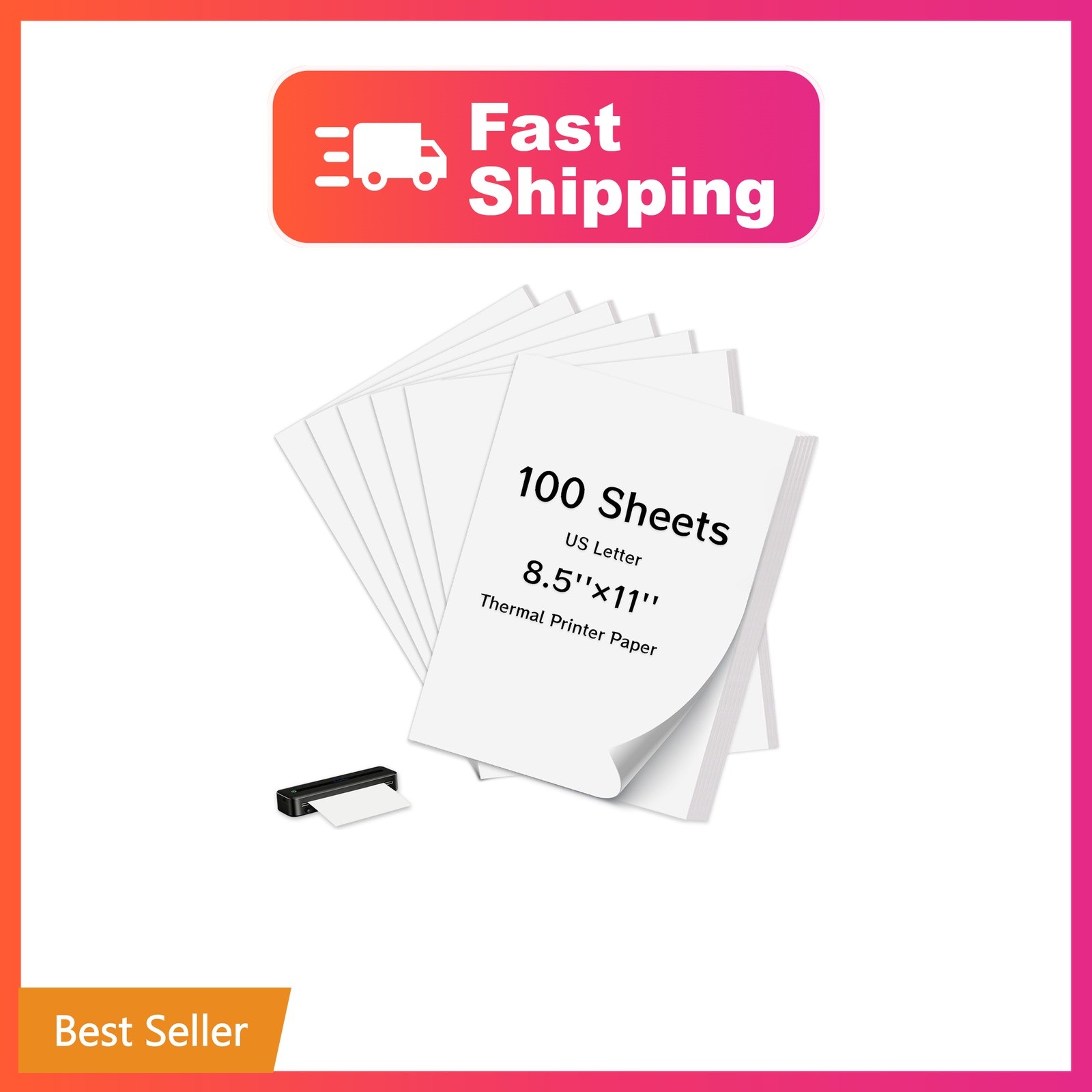 100 Sheets Thermal Printer Paper 8.5 x 11 Inch US Letter Size Safe BPA-Free |...