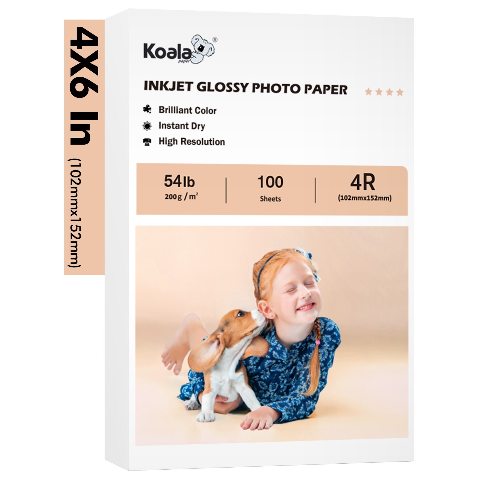 Koala Premium Glossy Photo Paper 4 X 6 100 Sheets 54lb Inkjet Printer HP Canon