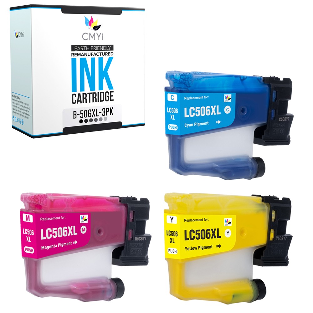 CMYi 3-Pack Compatible LC506XL Color Ink Cartridges fit Brother MFC-J4355DW