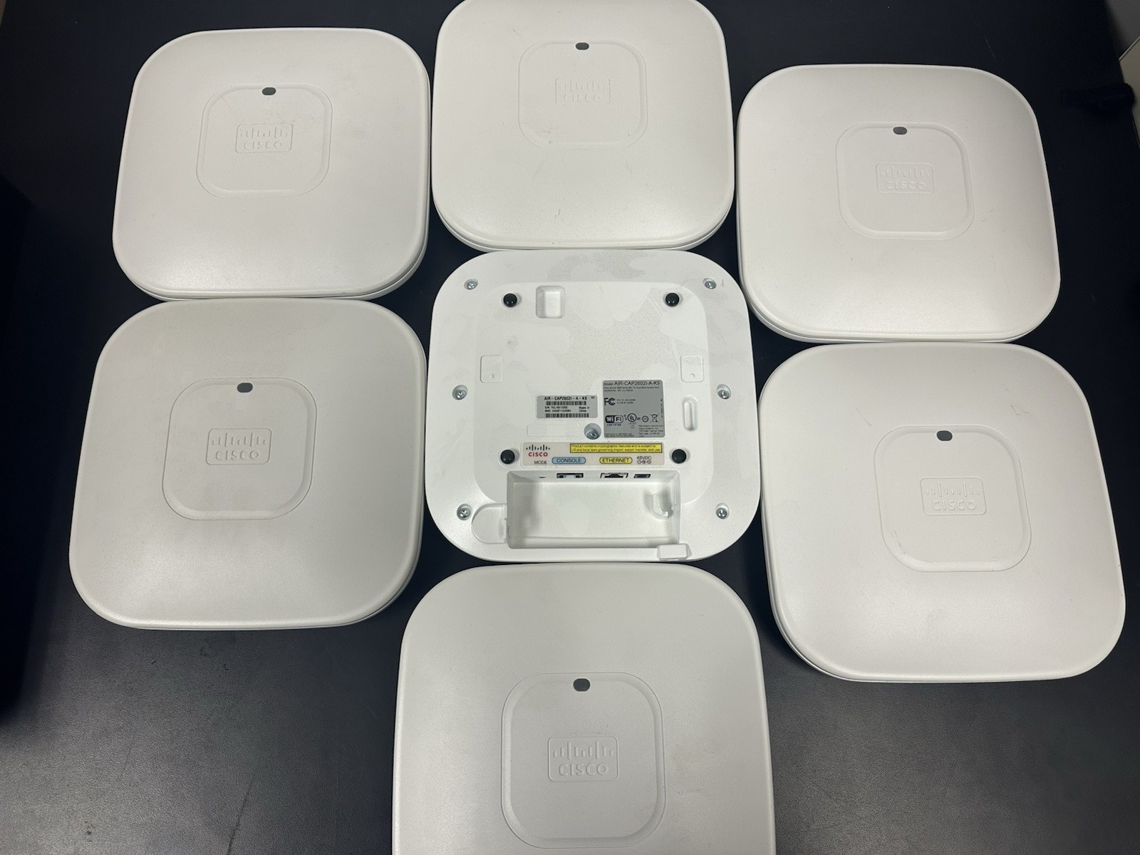 7 x Cisco AIR-CAP2602I-A-K9, Wireless Access Points, 48VDC, 350mA - USED