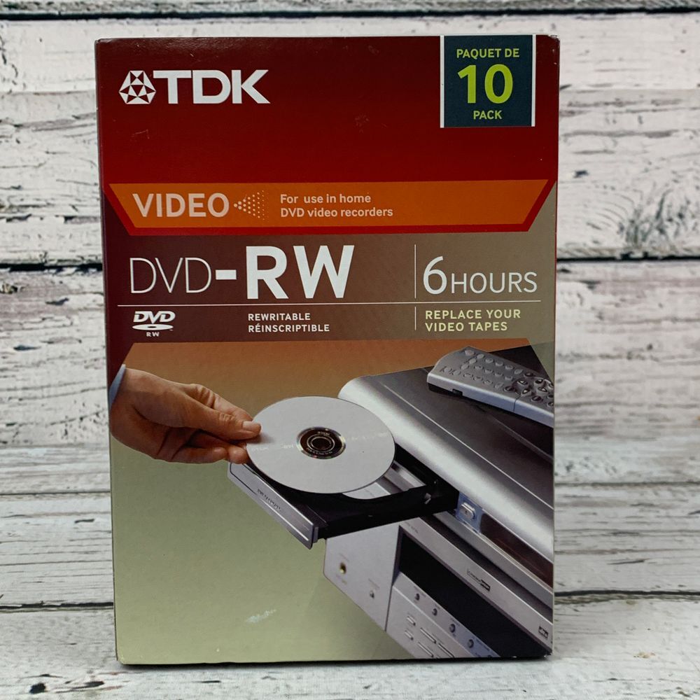 TDK DVD-RW 6 Hours Video Recording Discs 10 Pack Rewritable 4.7GB DVD Recorder