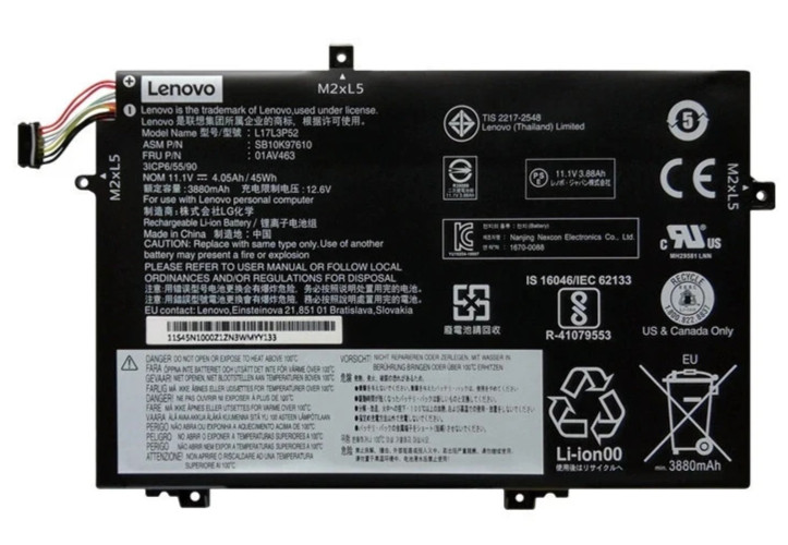 Genuine OEM L17L3P52 01AV463 Battery for Lenovo ThinkPad L480 L580 L17C3P52 45WH