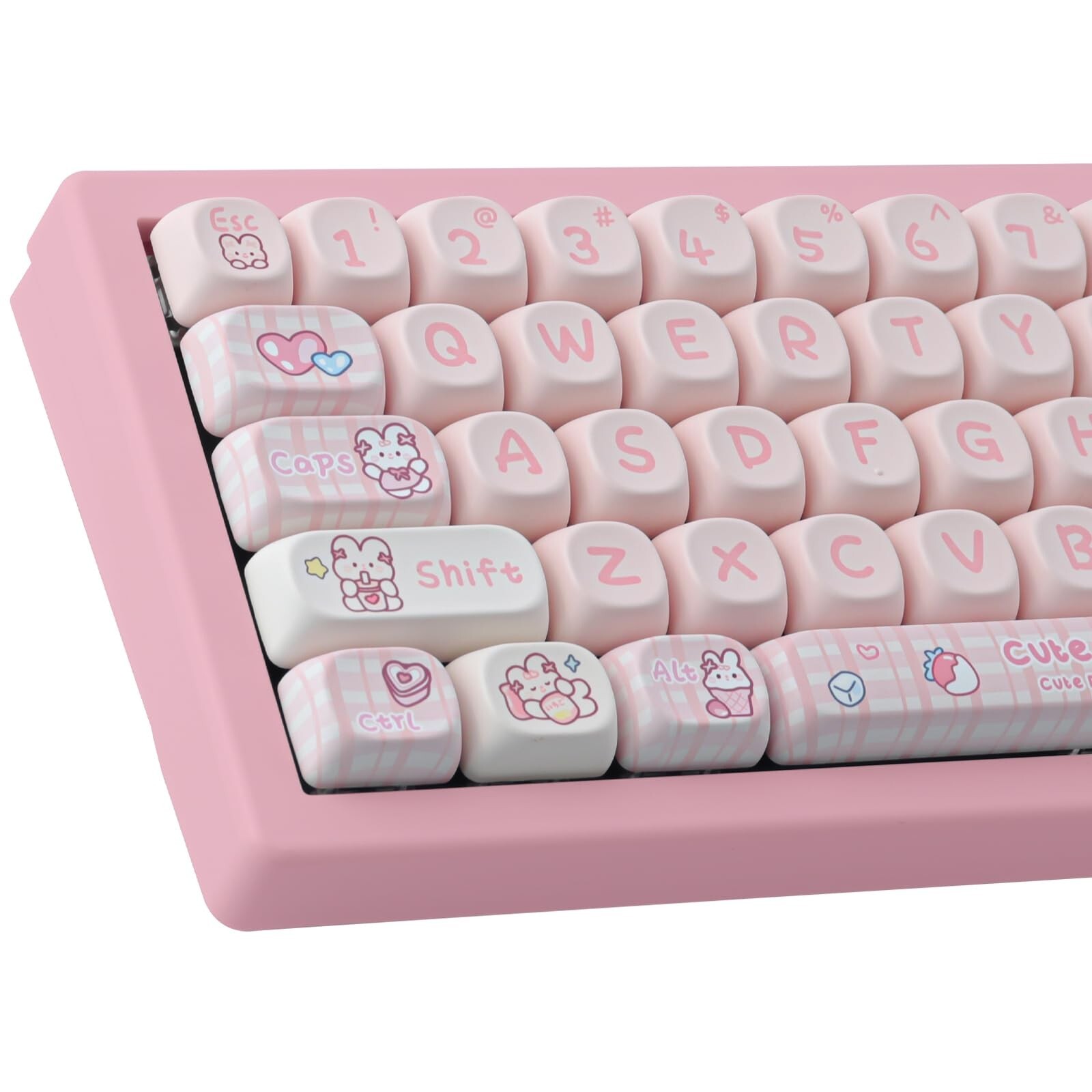 PBT 148 Keys Cute Keycaps Dye-Sublimation Bunny Keycaps Set MOA Profile for C...