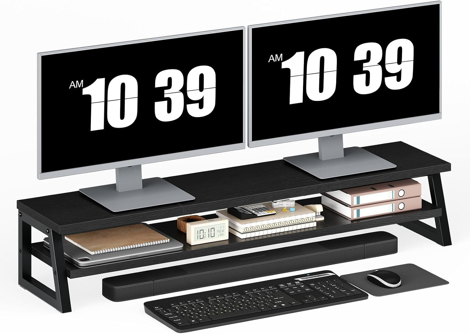 2-Tier Dual Monitor Stand Riser, 39 Inch Large Computer Monitor Stand
