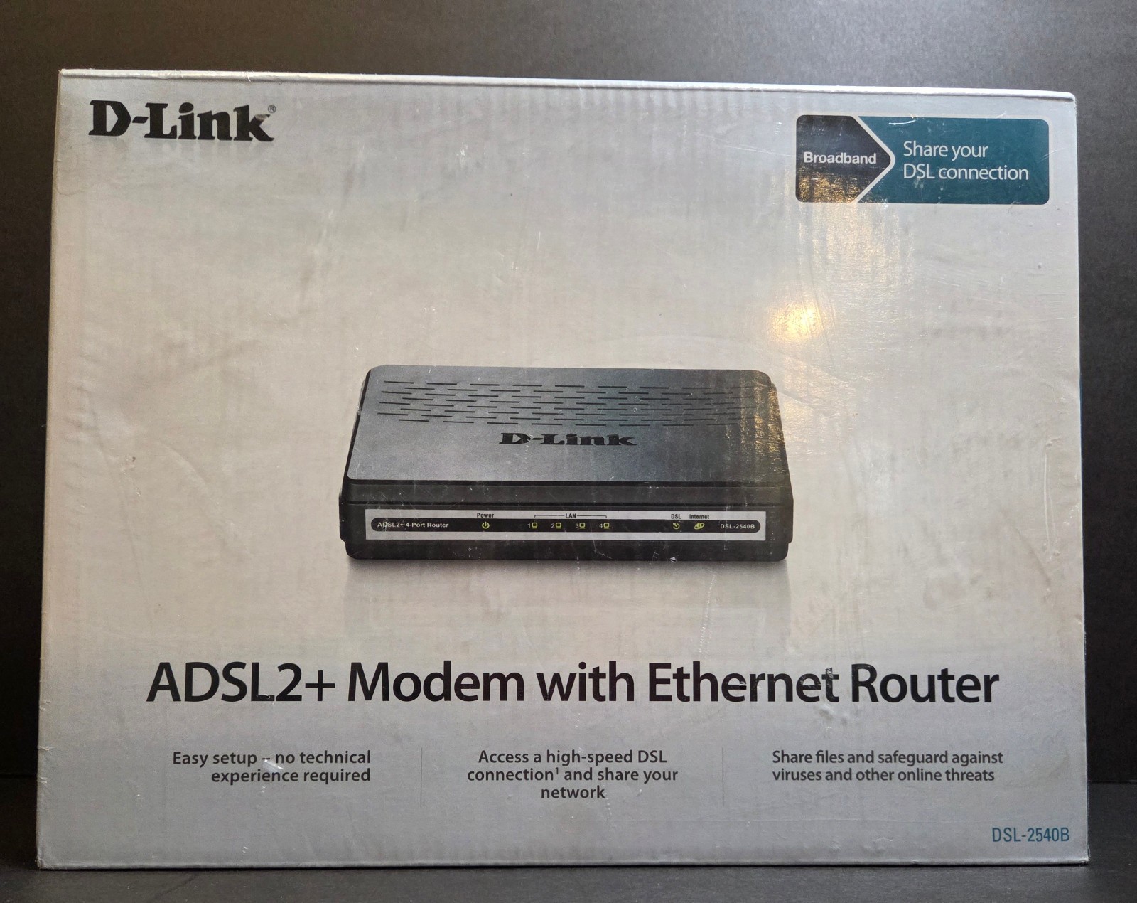 D-Link DSL-2540B ADSL2+ Modem Router 4-Port 10/100 Ethernet Wired Broadband DSL