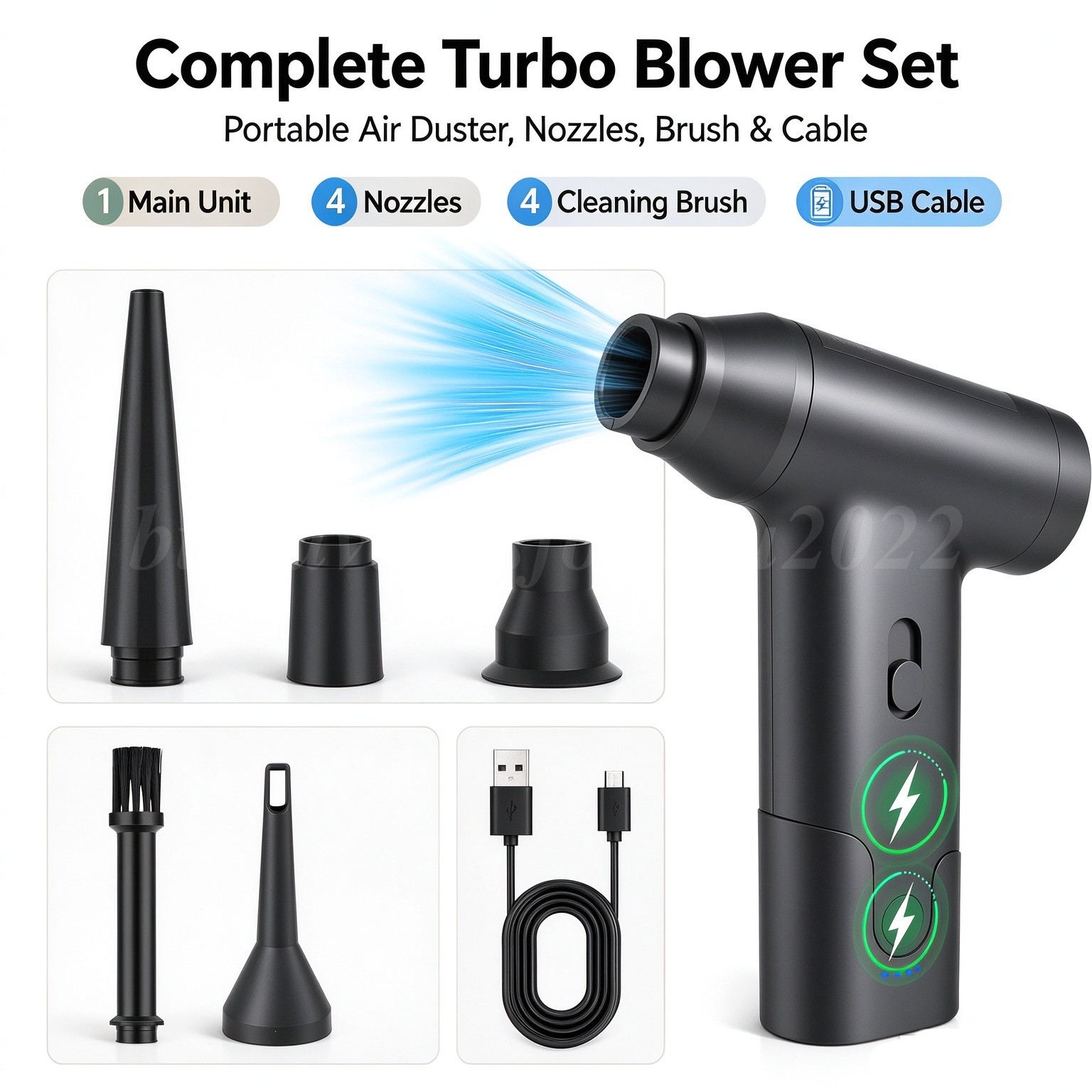 Compressed Air Duster Upgrade 300000RPM Electric Air Duster Powerful Air Blower