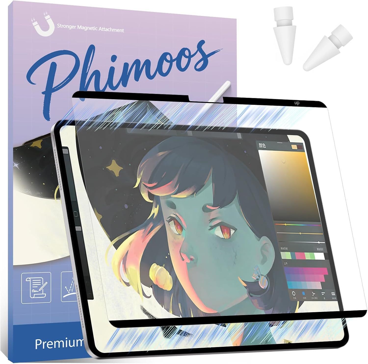Magnetic Like Paper Screen Protector for iPad Pro 13 Inch + 2 Apple Pencil Tips