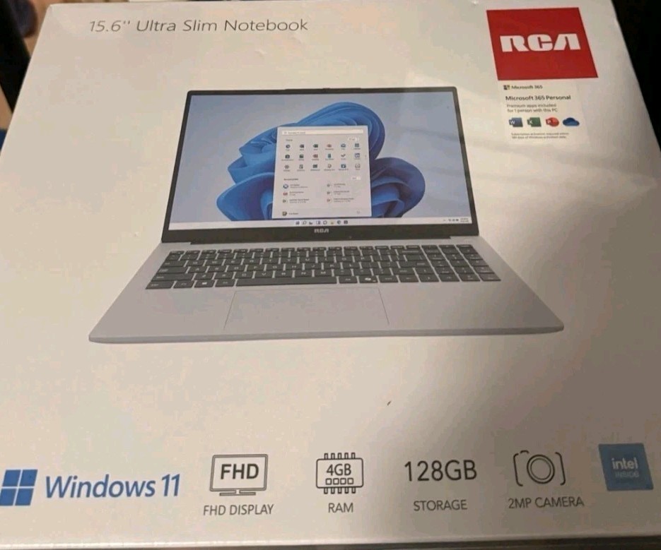 RCA 15.6in Ultra Slim Notebook Windows 11 FHD 4GB/128GB eMMC Webcam Silver