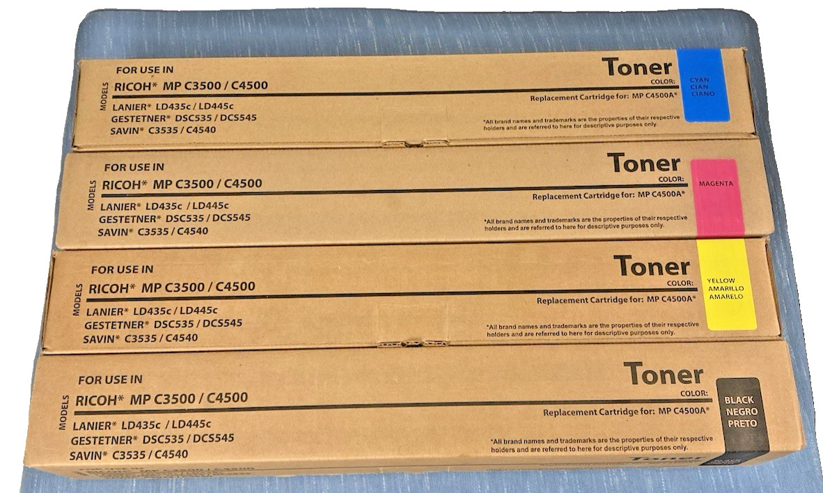 🔥New Genuine Ricoh MP C3500/C4500 CMYK Toner Set Replacement for C4500A🔥