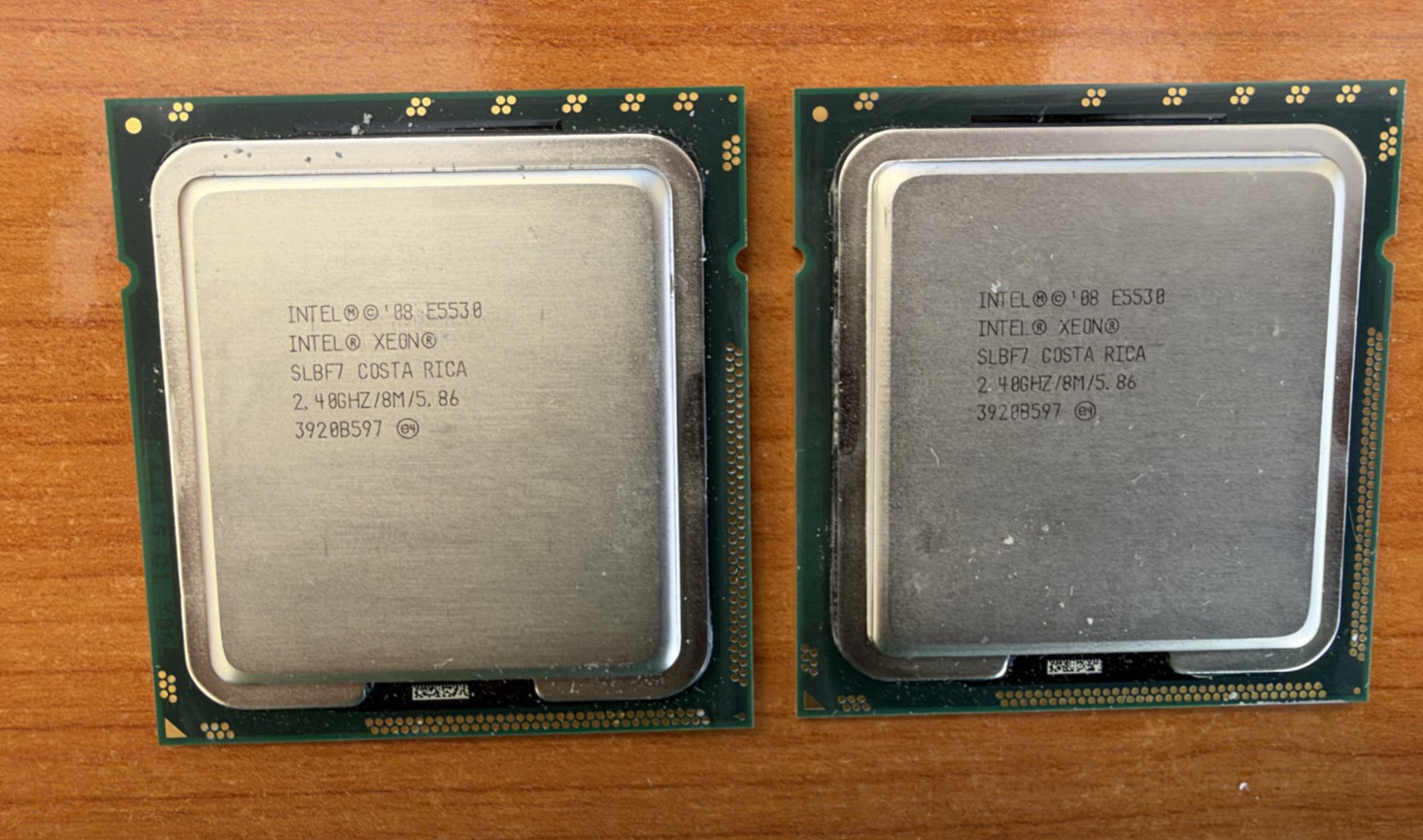 MATCHING PAIR OF Intel Xeon E5530 2.4 GHz Quad Core CPU Processor SLBF7