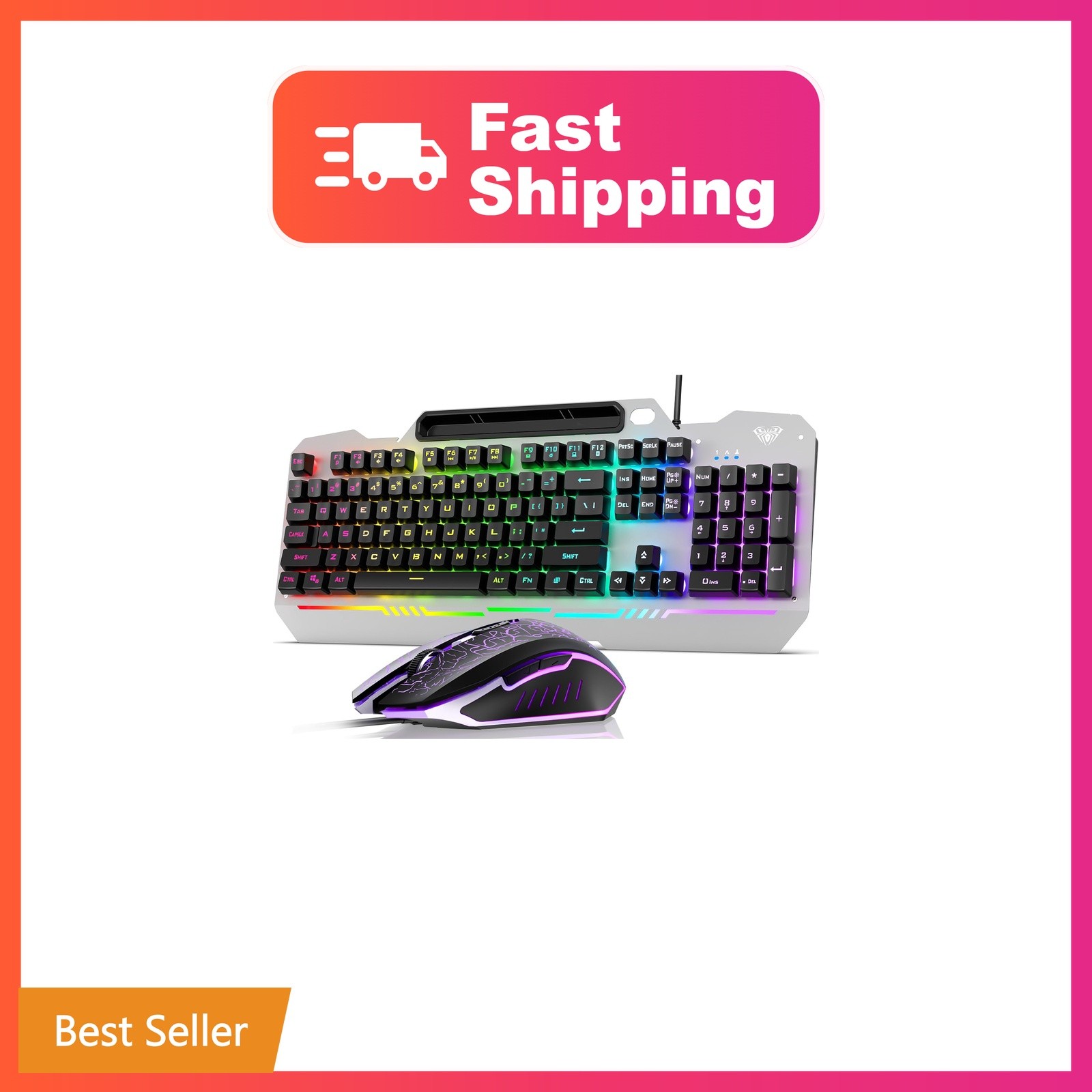 AULA Gaming Keyboard and Mouse,Wired 104-Key Mouse and Keyboard Combo Metal |...