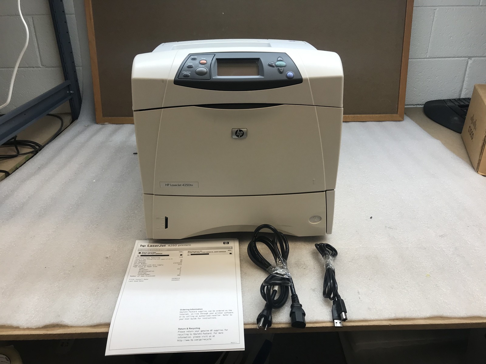 HP Laserjet 4250TN Monochrome Enterprise Printer 74% Toner Inc 464K Pages