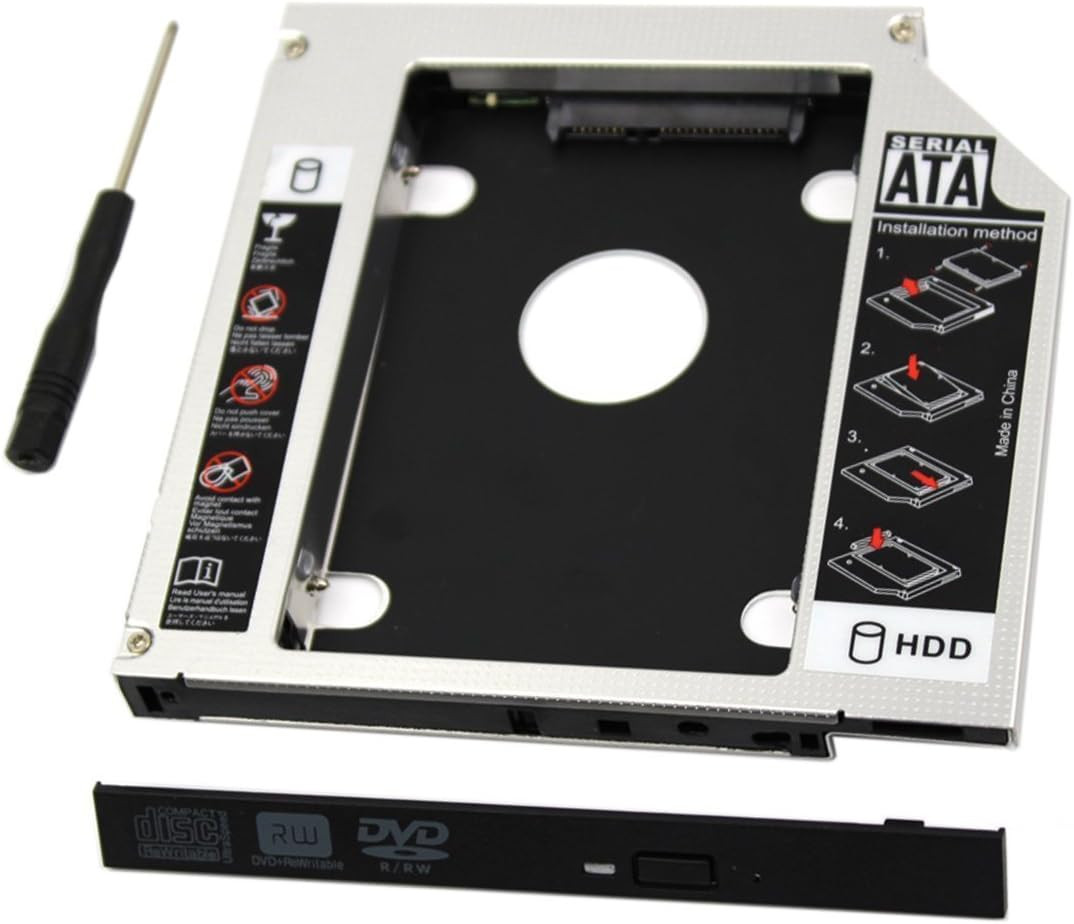 SDD Hard Drive Caddy Case,Universal 9.5Mm SATA to SATA 2Nd SSD HDD Hard Drive