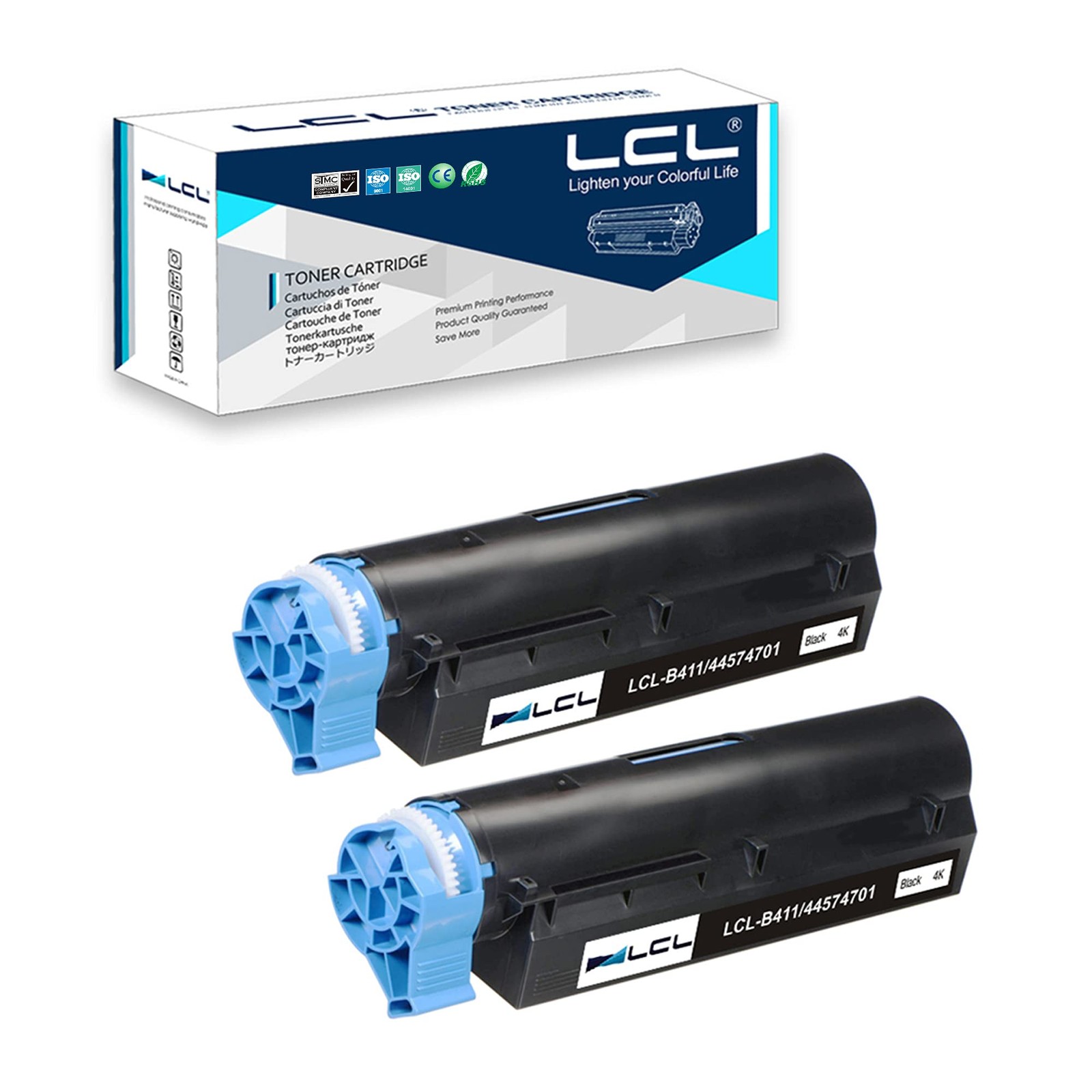 LCL Compatible Toner Cartridge for OKI B411 B431 MB491 MB461 MB471 2-Pack Black