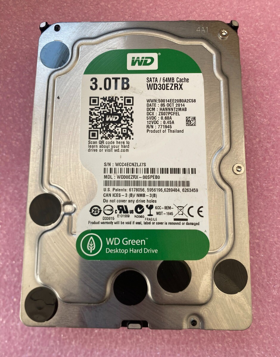 WD Green 3TB SATA 64MB Cache WD30EZRX WD30EZRX-00SPEB0 5400RPM 3.5" Desktop HDD