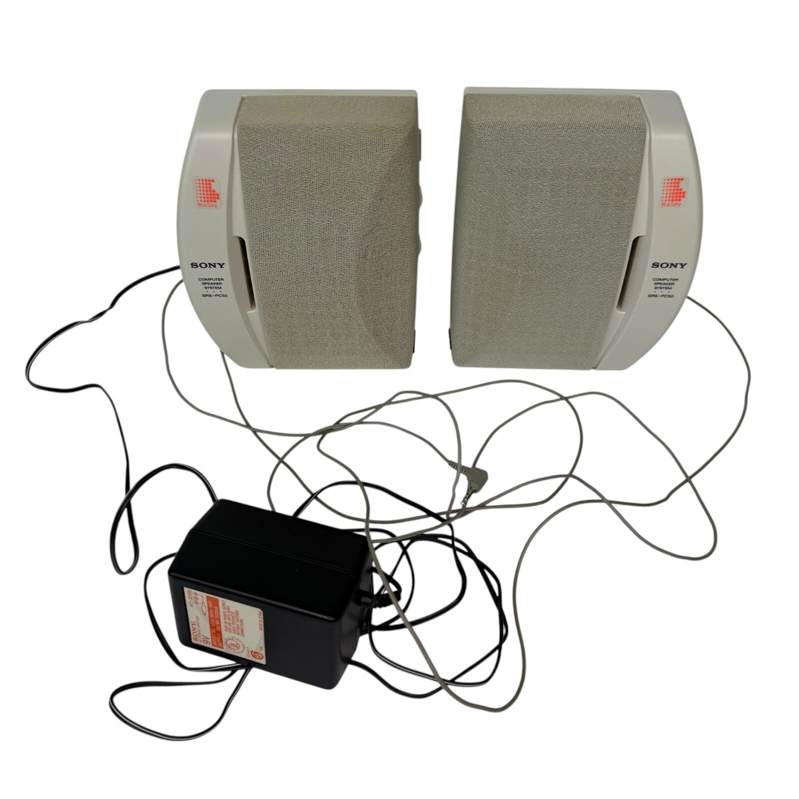 FOR PARTS AS IS - Sony SRS-PC50 Computer Speakers Vintage 1997
