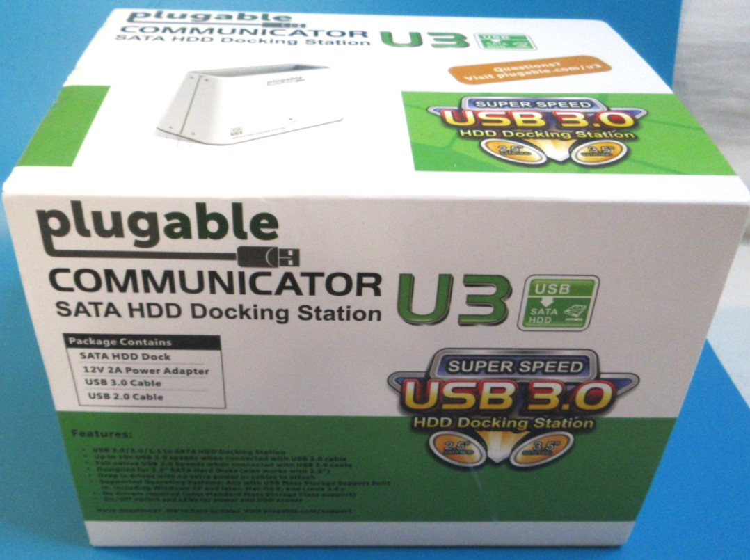 PLUGABLE COMMUNICATOR~U3~SATA HDD DOCKING STATION~ SUPER SPEED USB 3.0~NEW IN BX