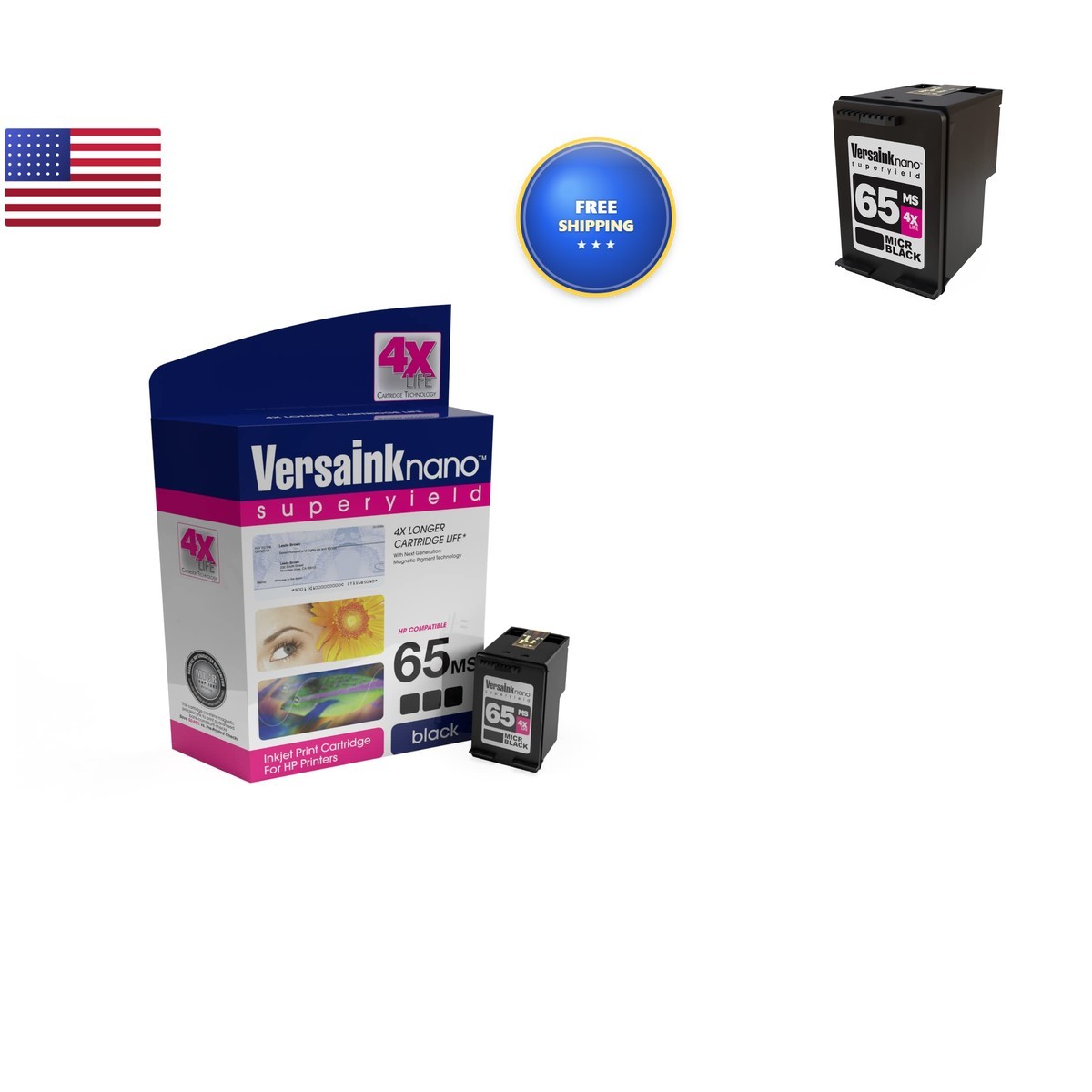 VersaInk 65 MSe MICR Black Ink Cartridge for Check Printing
