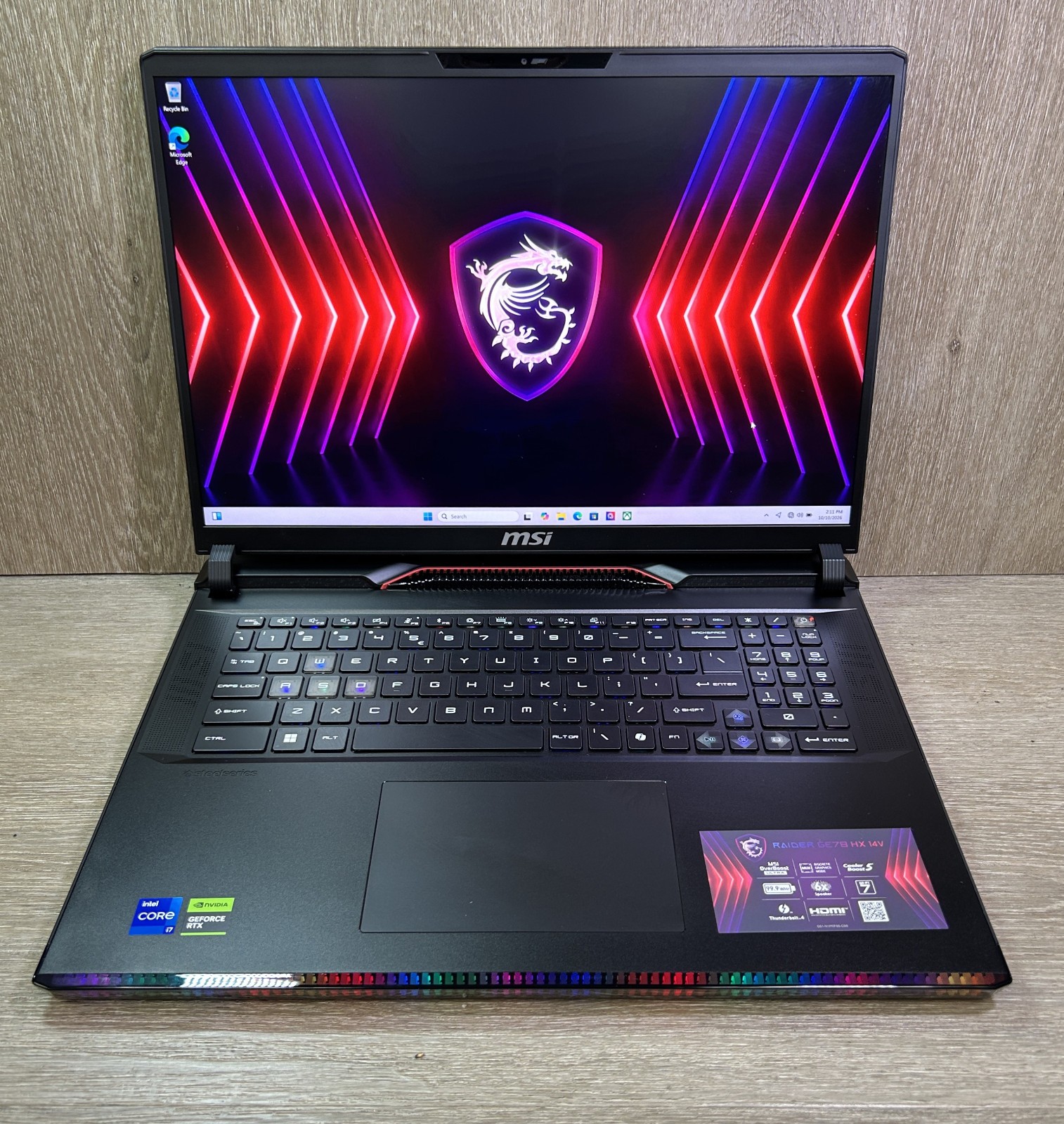 MSI Raider GE78HX Laptop (1.40TB SSD, 16GB RAM, Intel i7-14700@2.10GHz) 99% batt