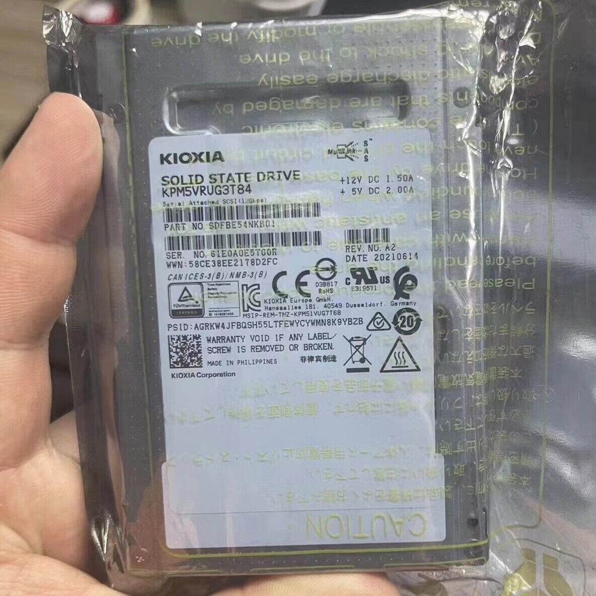 3.84tb SSD kioixa SAS KPM5VRUG3T84 Solid State Drive 2.5“Genuine New